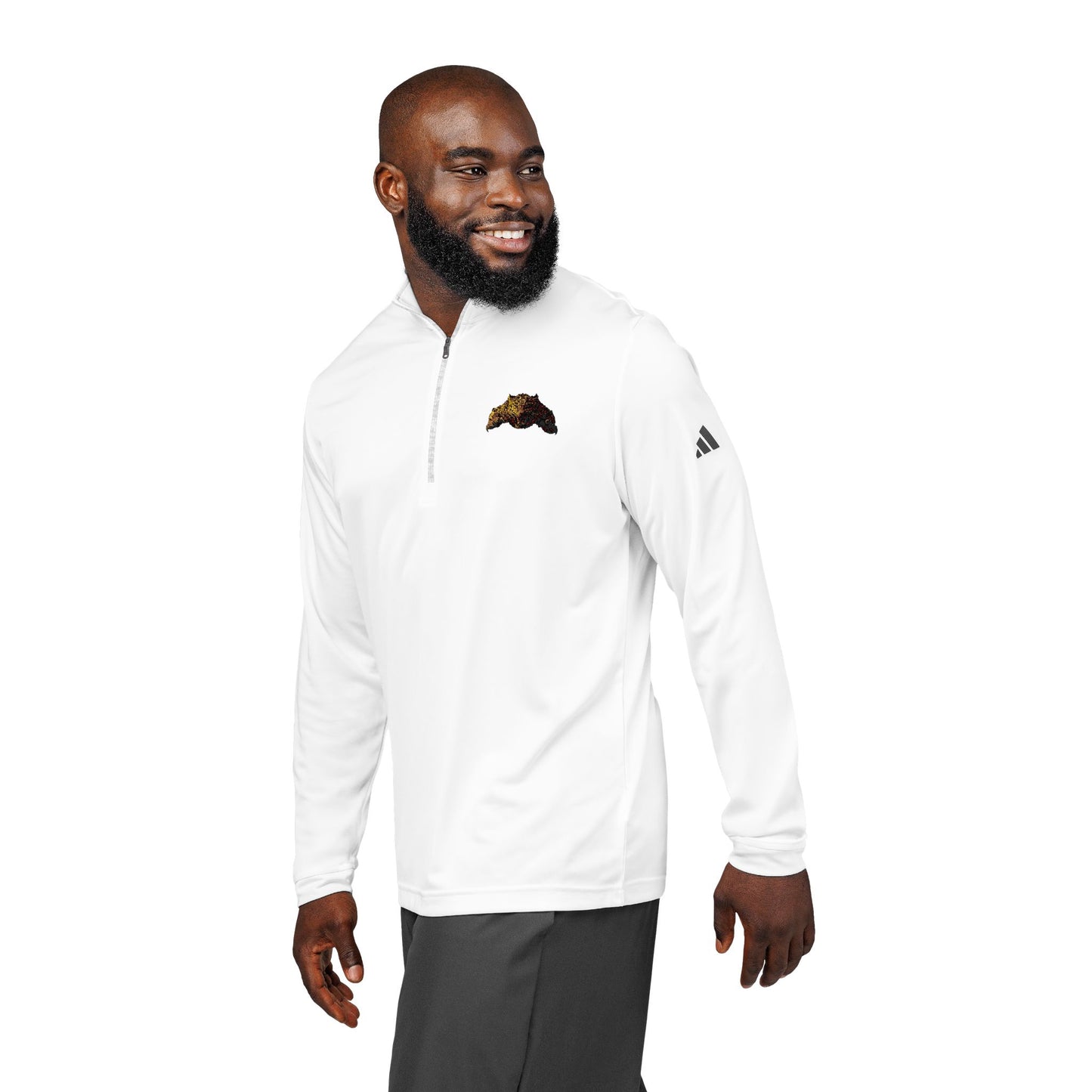 Embroidered Quarter-Zip Pullover, adidas® Athletic Top, Casual Layering, Gift for Fitness Enthusiasts, Sportswear, Everyday Comfort