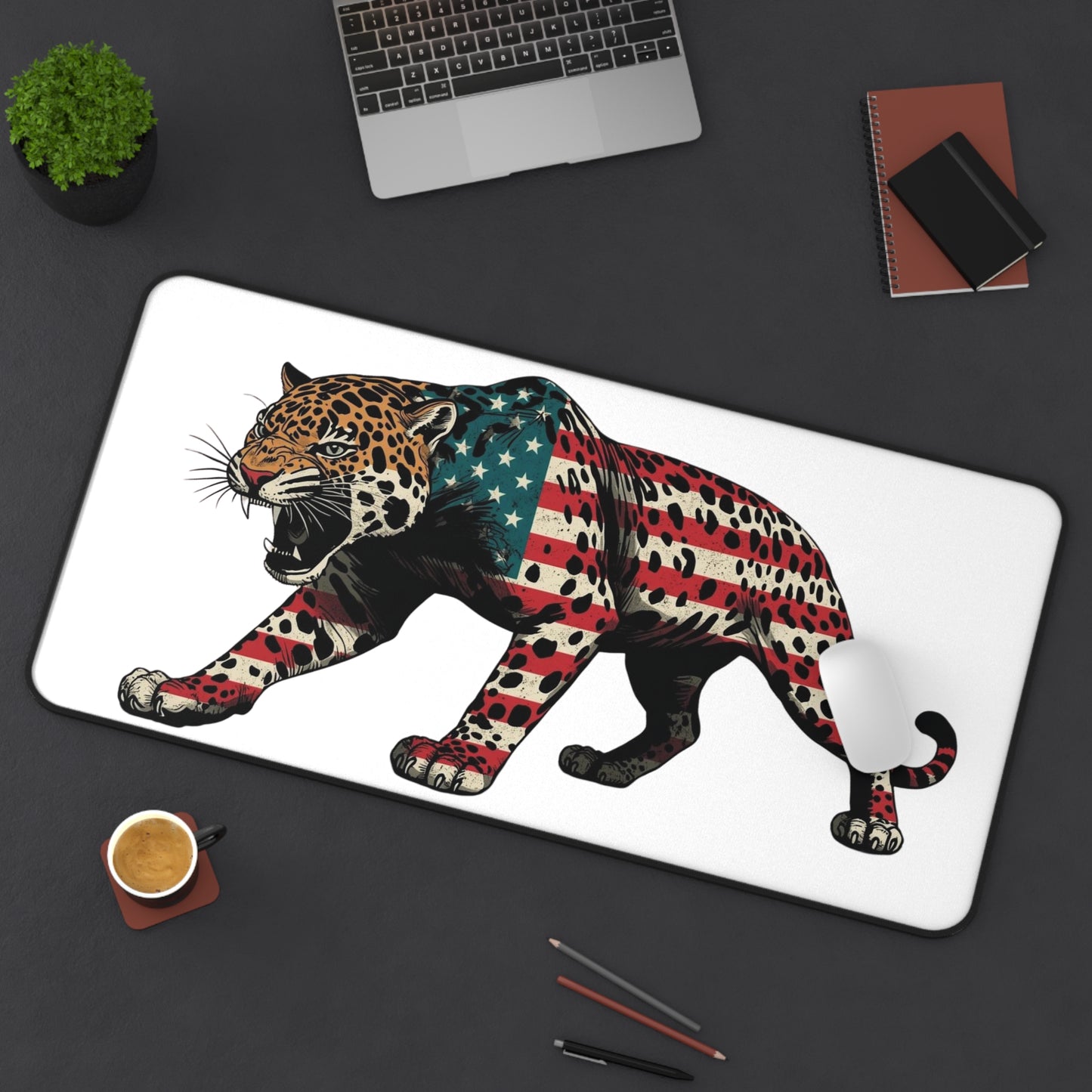 American Pride Desk Mat, Home Office Decor, Retro Animal Design, Gift for Wildlife Lovers, Patriotic Desk Accessories