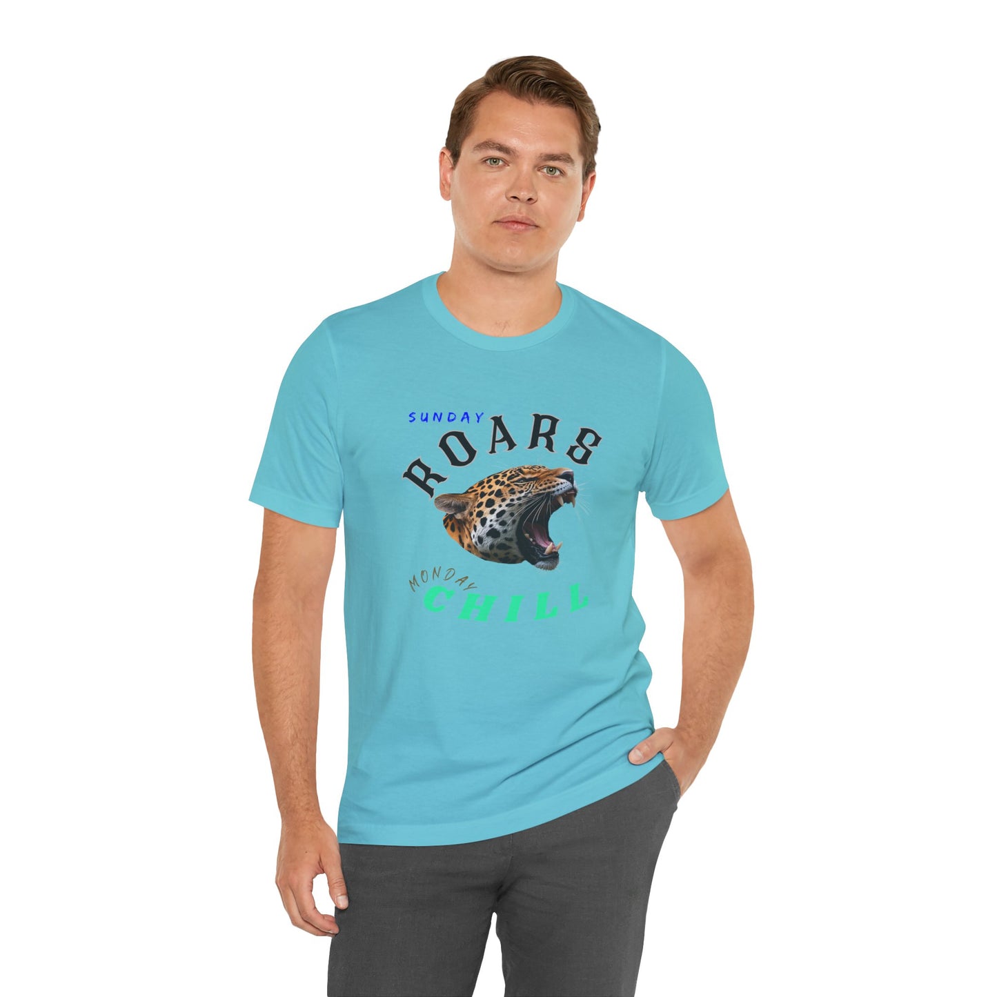 Roaring Chill Unisex Tee - Wild Weekend Shirt, Relaxed Graphics Tee, Sunday Fun Day Top, Gift for Animal Lovers, Casual Statement Wear