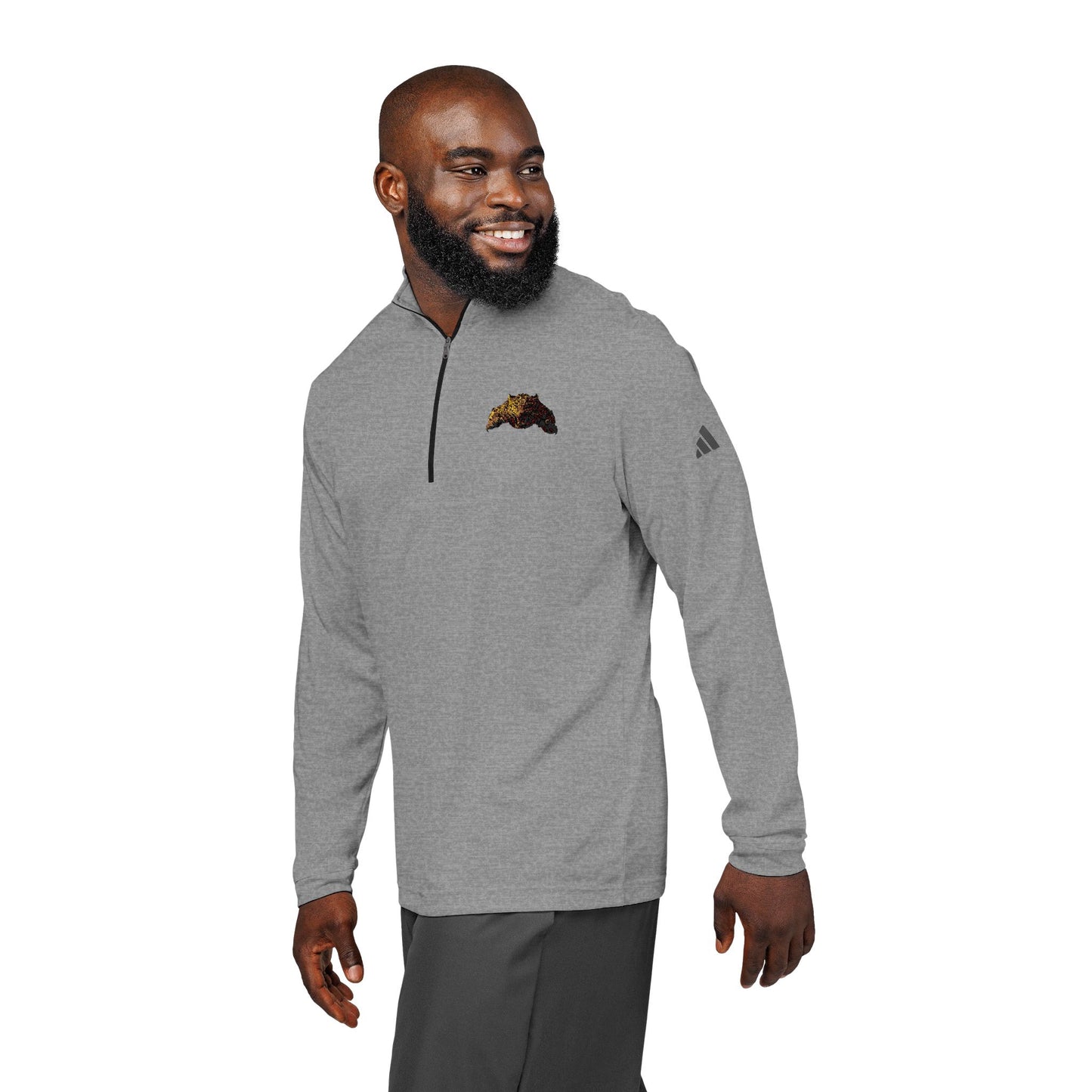 Embroidered Quarter-Zip Pullover, adidas® Athletic Top, Casual Layering, Gift for Fitness Enthusiasts, Sportswear, Everyday Comfort