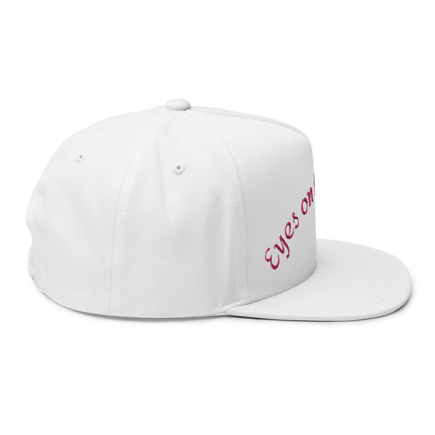 Stylish Flat Bill Cap with 'Eyes on the Hunt' Embroidery, Outdoor Cap, Gift for Hunters, Trendy Headwear, Summer Accessory