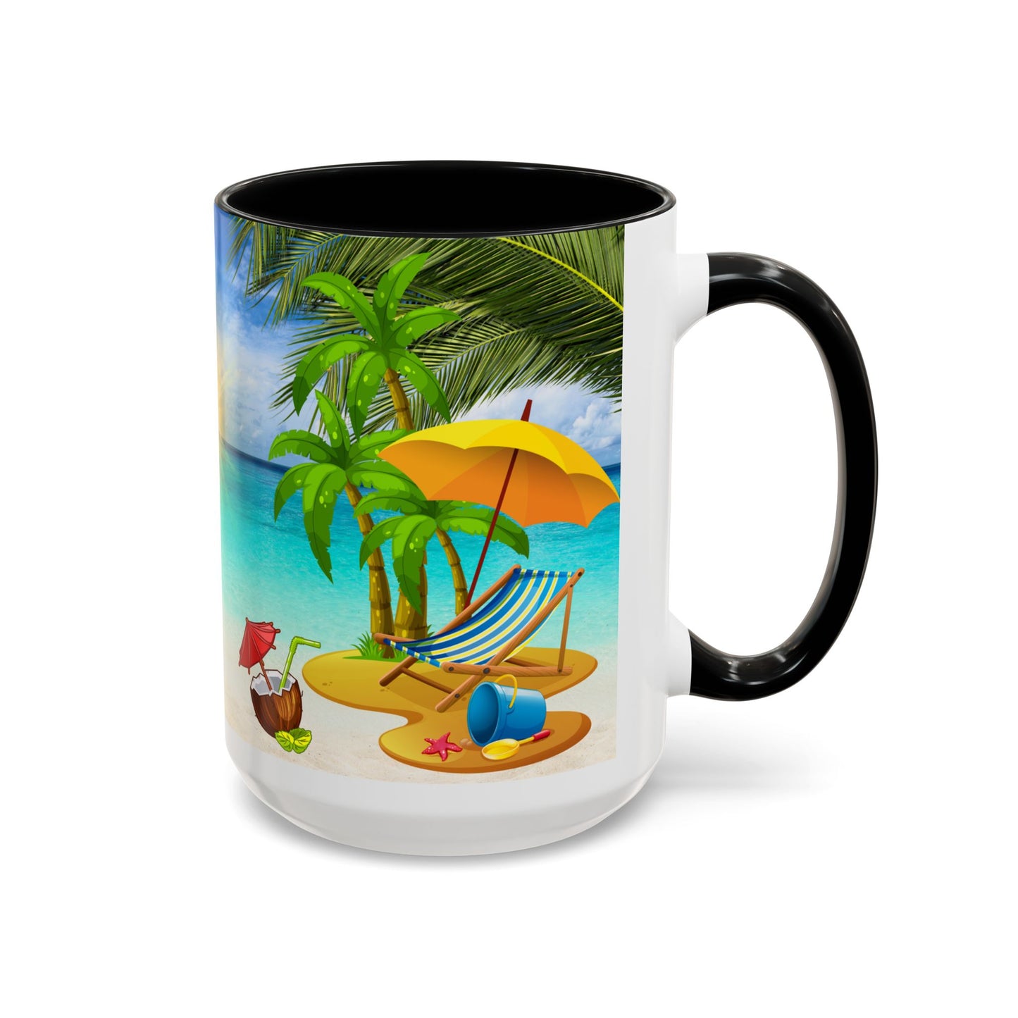 Beach Vibes Coffee Mug | Tropical Vacation Drinkware | Summer Gift | Relaxation Mug | Ocean Scene Cup