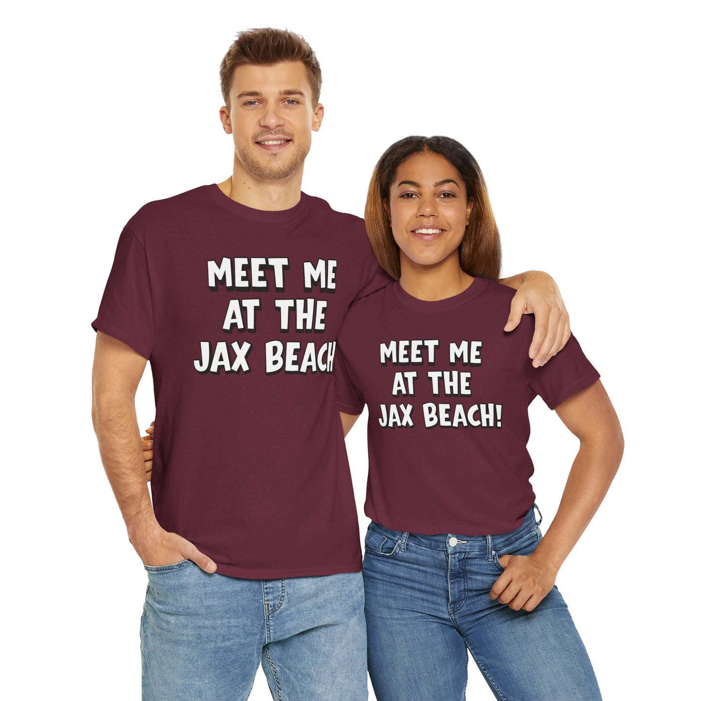 Meet Me at the Jax Beach Unisex Tee, -GILDAN 5000-Beach Day Shirt, Summer Vacation Top, Casual Beachwear, Coastal Gift, Fun Family Outing