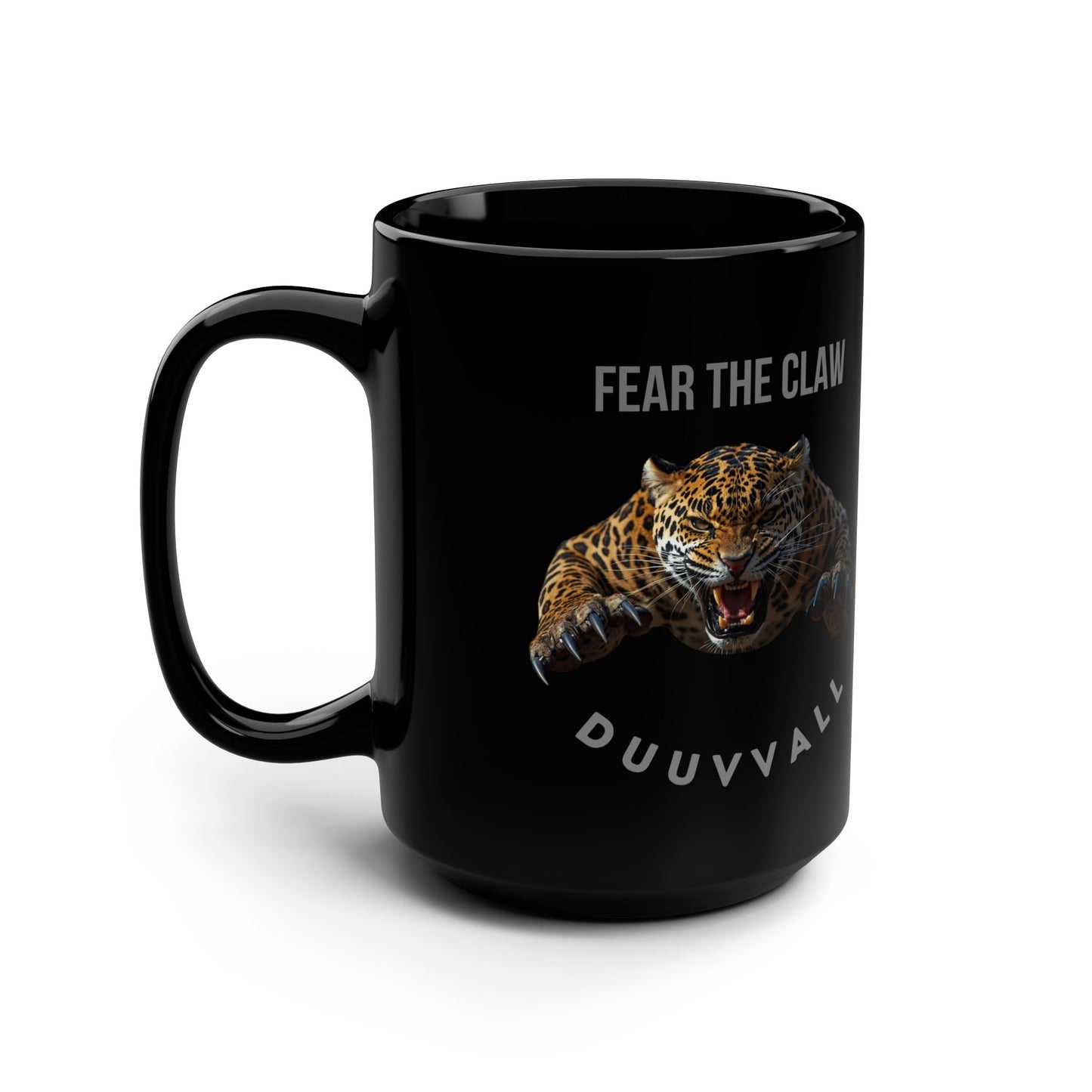 Fierce Tiger Mug - Fear the Claw, Black Coffee Cup for Animal Lovers, Unique Gift for Grad, Birthday, or Sports Fans