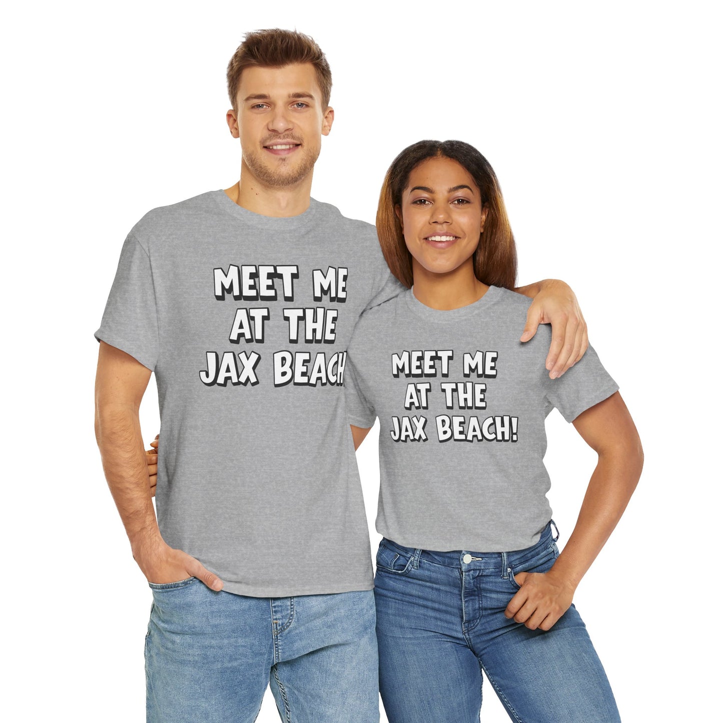 Meet Me at the Jax Beach Unisex Tee, -GILDAN 5000-Beach Day Shirt, Summer Vacation Top, Casual Beachwear, Coastal Gift, Fun Family Outing