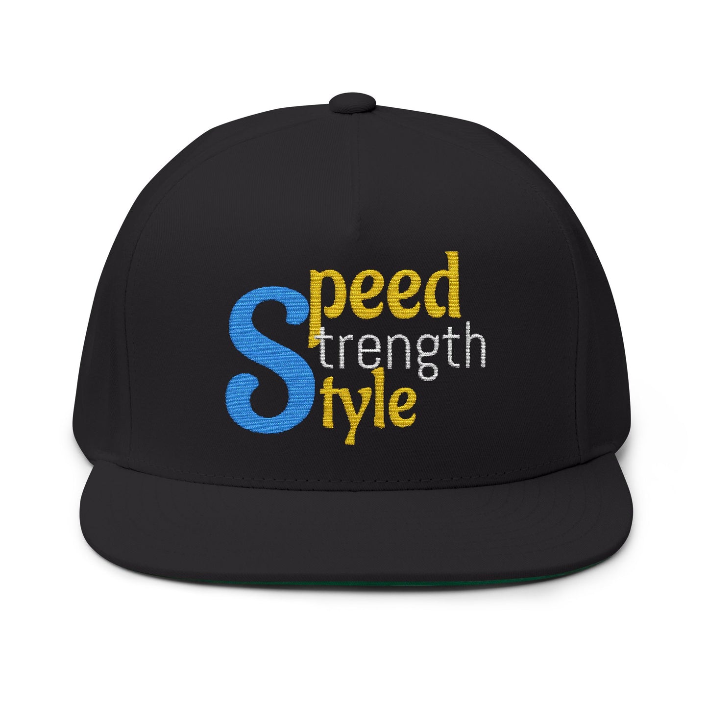 Embroidered Flat Bill Cap - Speed Strength Style, Fashion Hat, Gift for Him, Sports Cap, Personalized Headwear