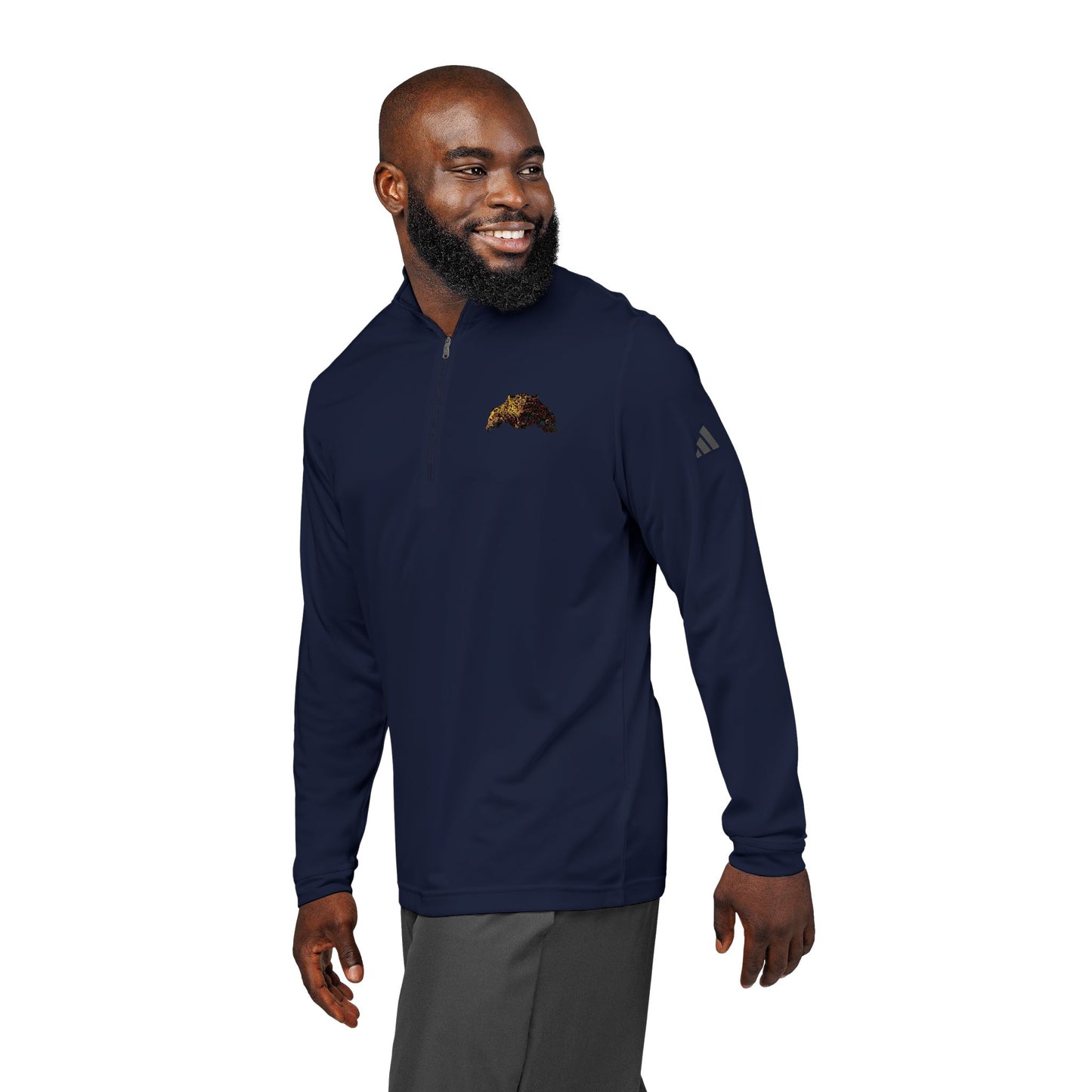 Embroidered Quarter-Zip Pullover, adidas® Athletic Top, Casual Layering, Gift for Fitness Enthusiasts, Sportswear, Everyday Comfort