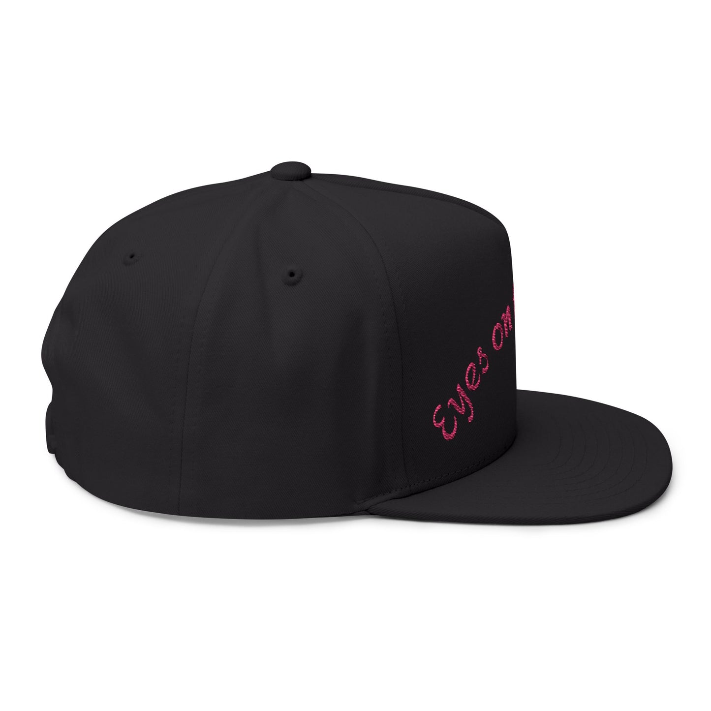 Stylish Flat Bill Cap with 'Eyes on the Hunt' Embroidery, Outdoor Cap, Gift for Hunters, Trendy Headwear, Summer Accessory