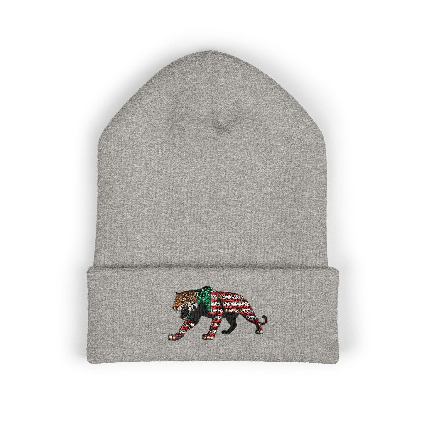 Embroidered Tiger Cuffed Beanie, Cozy Winter Hat, Unisex Beanie for Outdoor Activities, Christmas Gift, Cute Animal Apparel