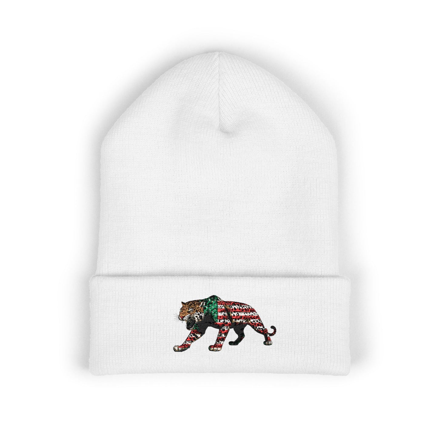 Embroidered Tiger Cuffed Beanie, Cozy Winter Hat, Unisex Beanie for Outdoor Activities, Christmas Gift, Cute Animal Apparel