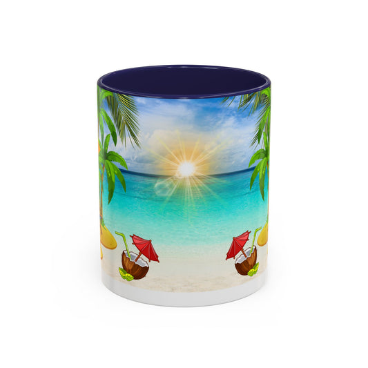 Beach Vibes Coffee Mug | Tropical Vacation Drinkware | Summer Gift | Relaxation Mug | Ocean Scene Cup