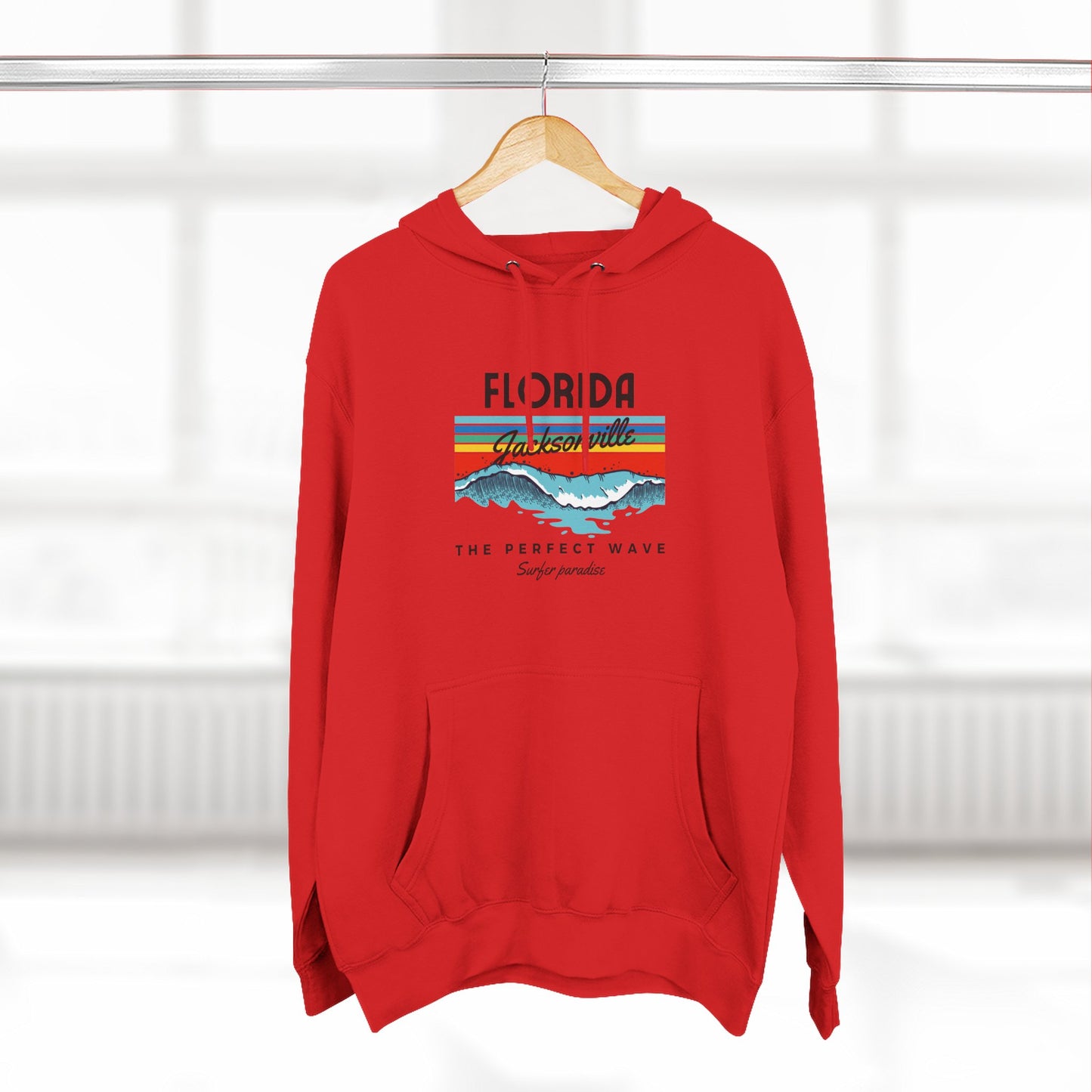 Cozy Florida Wave Hoodie -LANE SEVEN LS14001- Perfect for Beach Lovers, Casual Outings, Gifts, Summer Fun, Outdoor Adventures