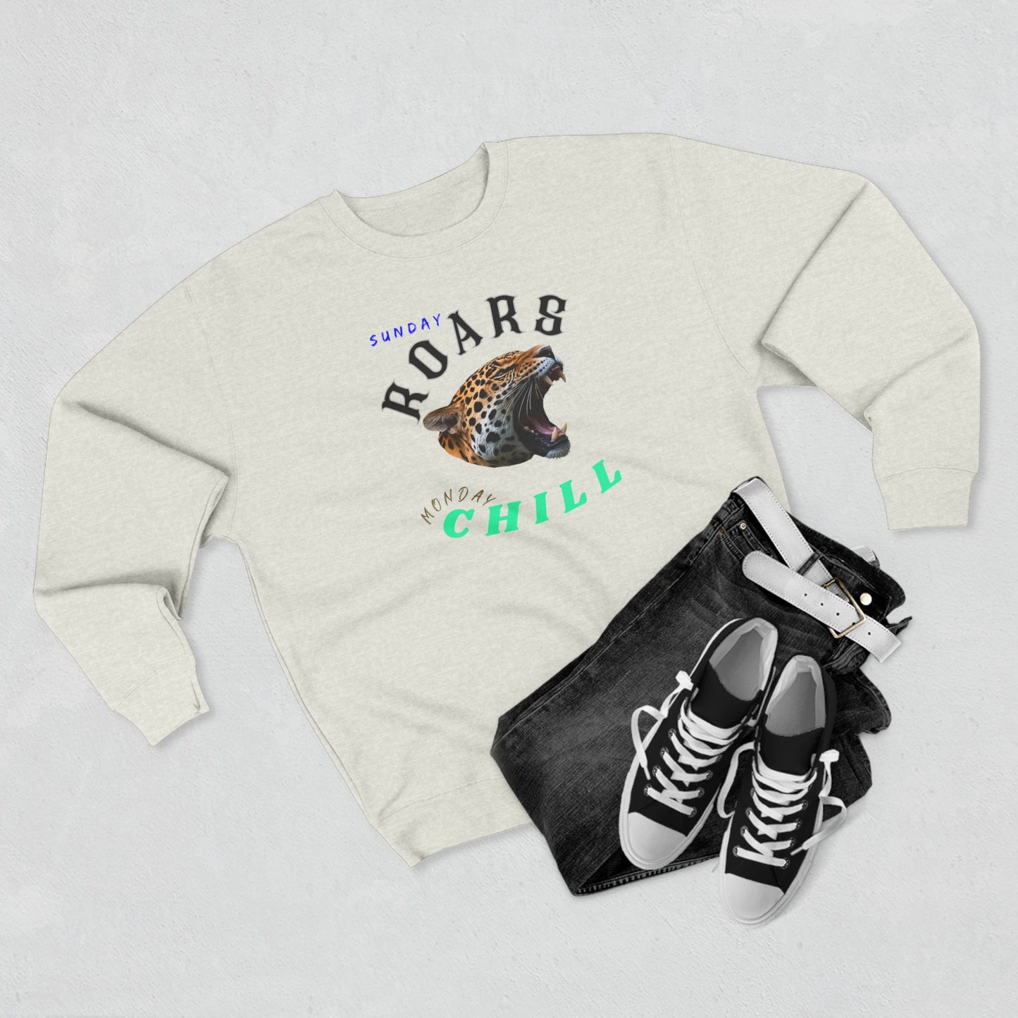 Sunday Roars Unisex Crewneck Sweatshirt - Chill Vibes, Casual Outfit, Gift for Her, Cozy Wear, Cool Weather Top