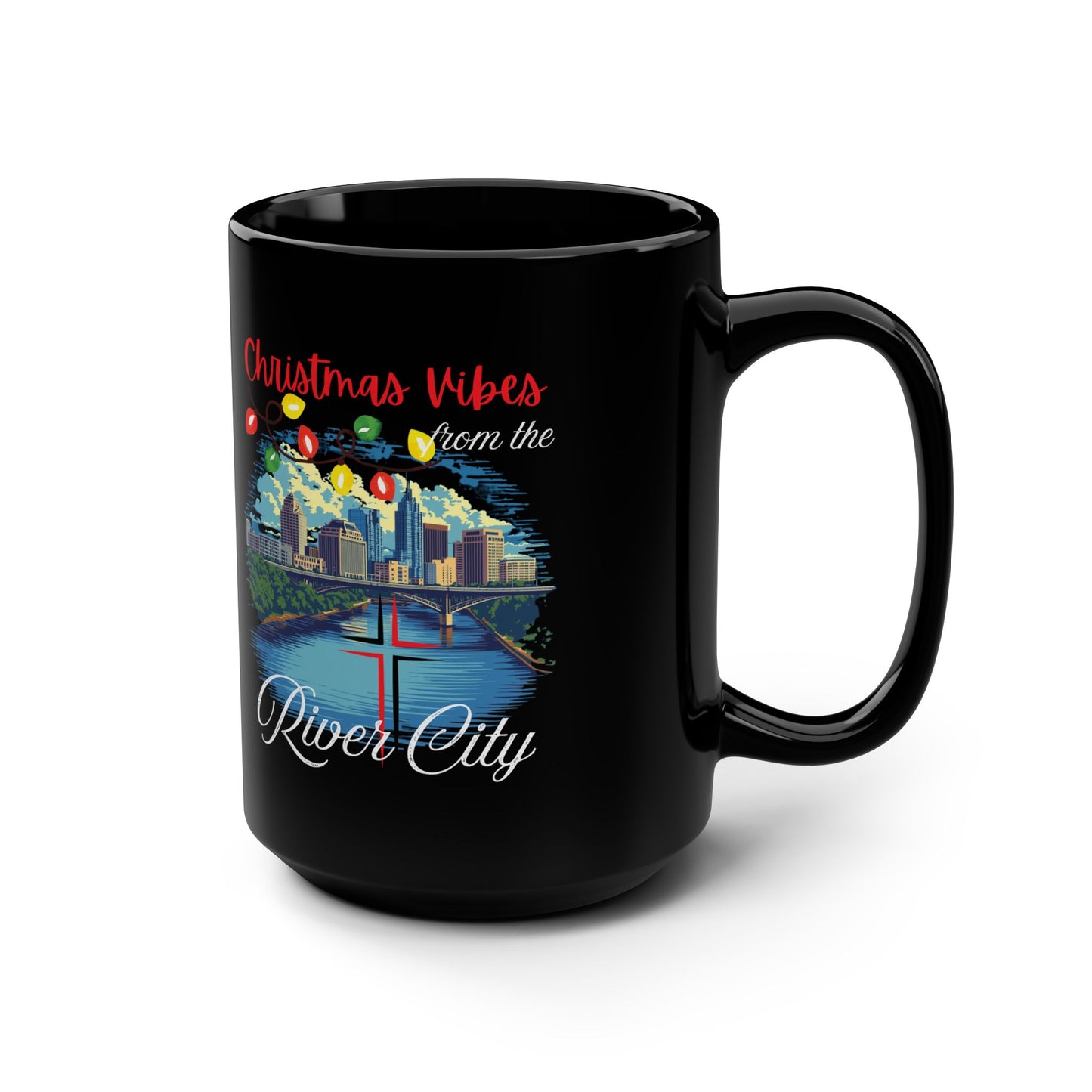 Christmas Vibes 15oz Black Mug from River City