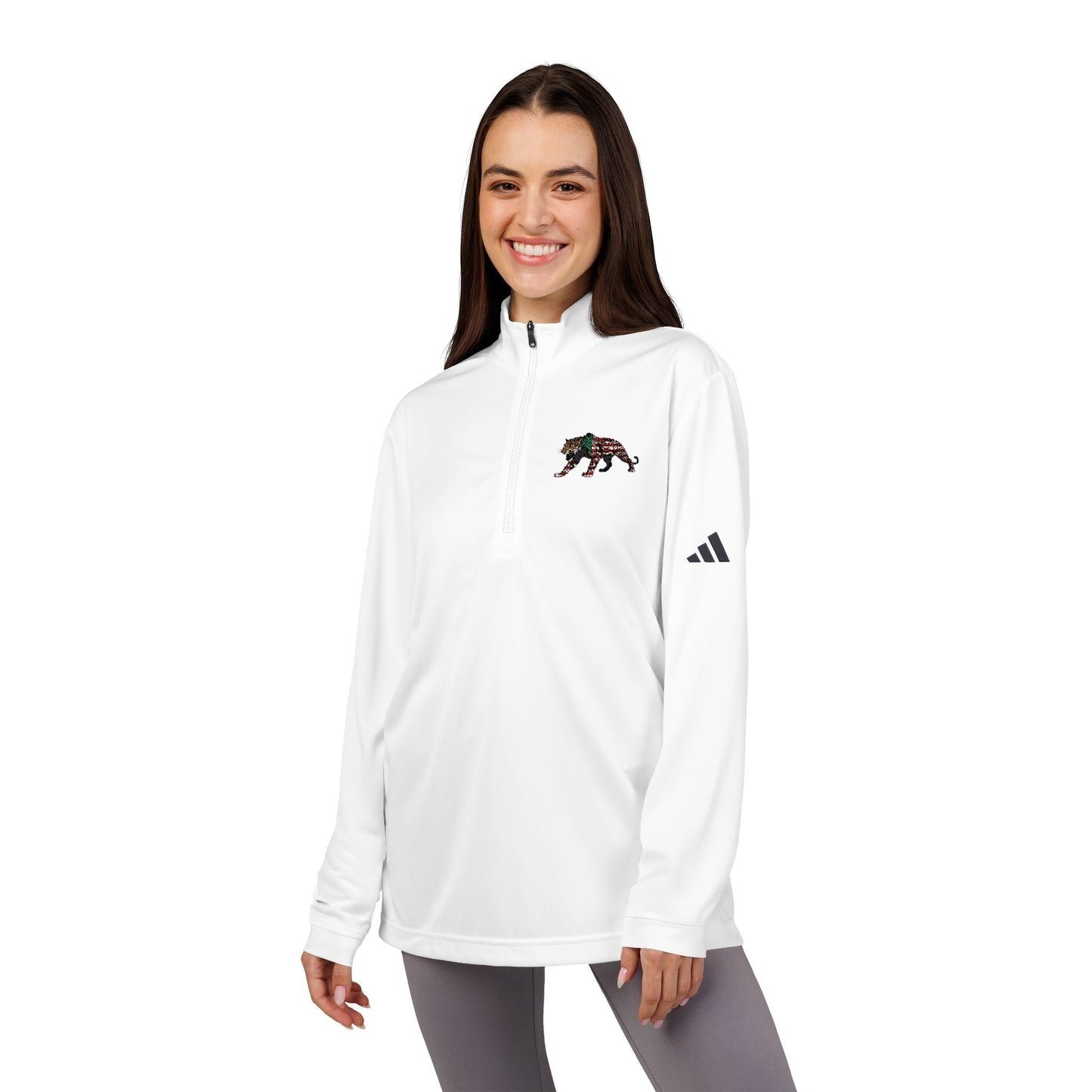 ADIDAS Stylish Quarter-Zip Pullover, Embroidered Athletic Top, Casual Activewear, College Sports Apparel, Gift for Fitness Enthusiasts
