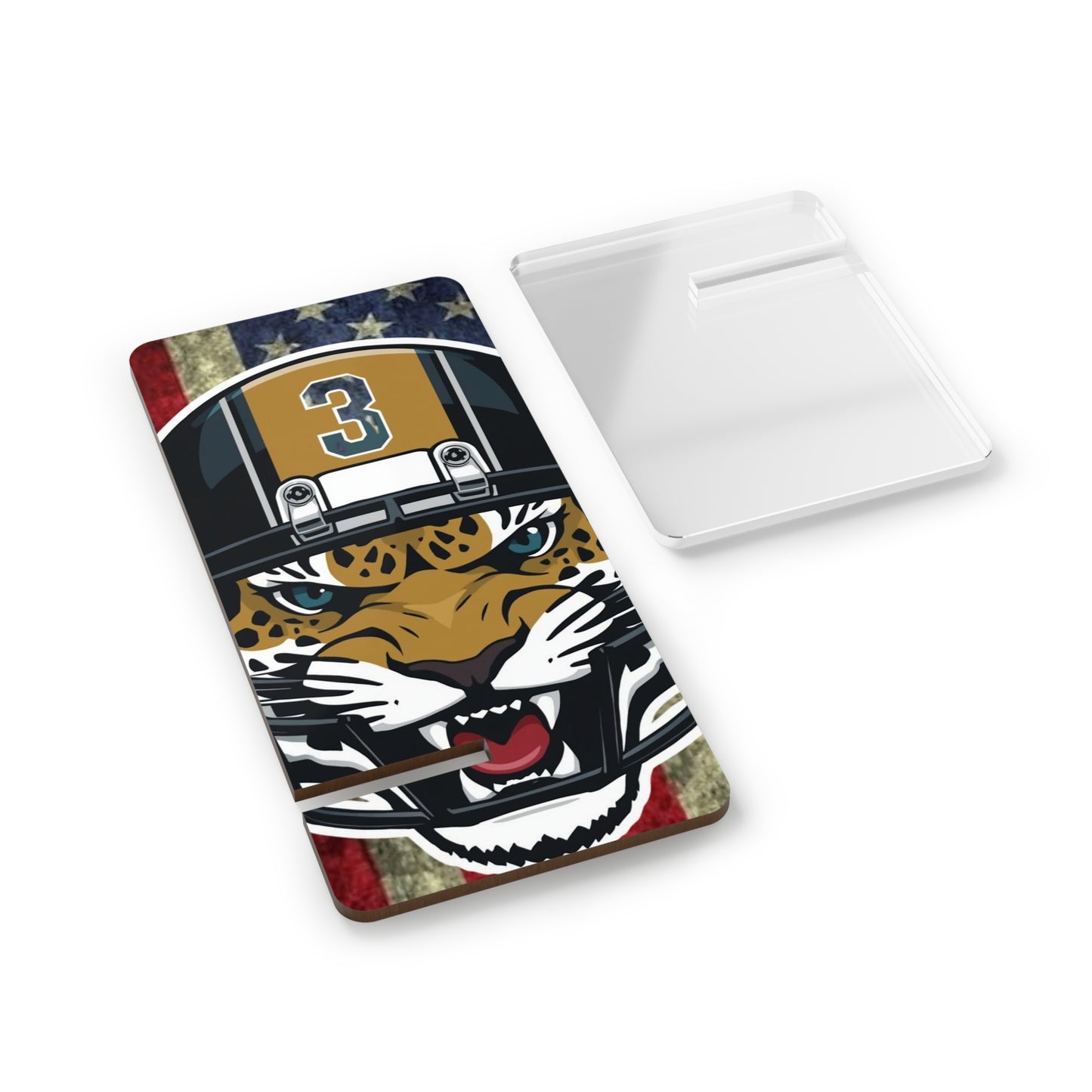 Sporty Smartphone Display Stand with Jaguar Design, Mobile Holder, Tech Accessory, Desk Support, Gifts for Football Fans