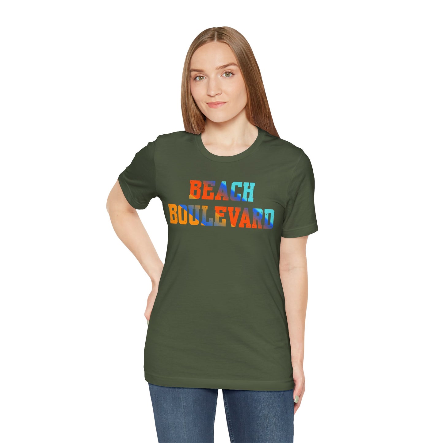 Beach Boulevard Unisex Jersey BELLA+CANVAS- Summer Vibes T-Shirt, Casual Wear, Vacation Shirt, Beach Lover Gift, Graphic Tee
