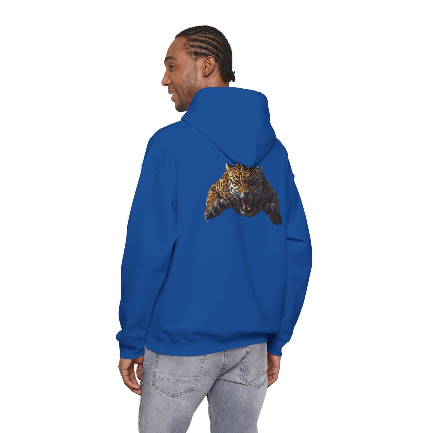 jaguar GILDAN 18500 Hoodie ( both side printed ) Unisex Heavy Blend Sweatshirt, American Flag Apparel, Gift for Animal Lovers, Casual Wear, Celebration Attire