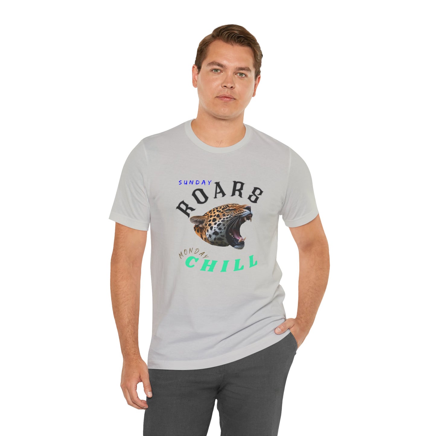 Roaring Chill Unisex Tee - Wild Weekend Shirt, Relaxed Graphics Tee, Sunday Fun Day Top, Gift for Animal Lovers, Casual Statement Wear