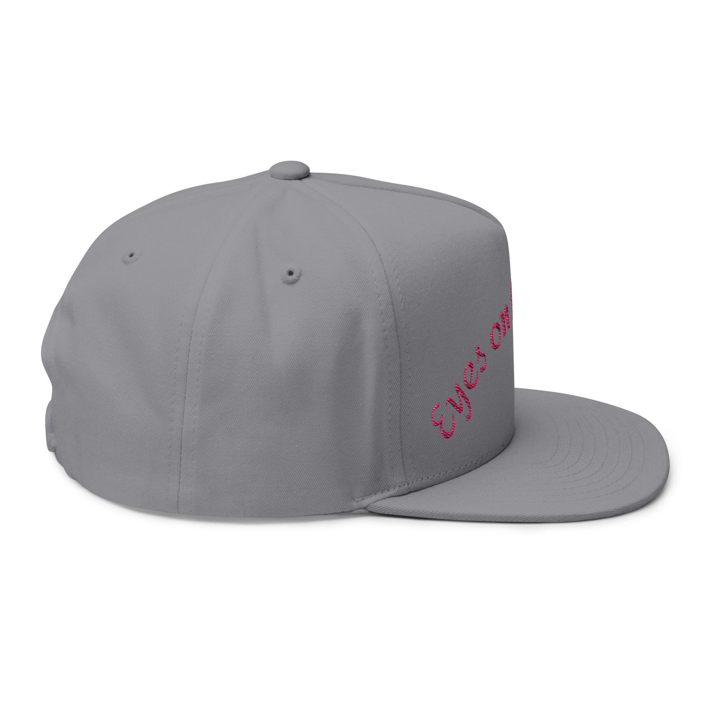 Stylish Flat Bill Cap with 'Eyes on the Hunt' Embroidery, Outdoor Cap, Gift for Hunters, Trendy Headwear, Summer Accessory