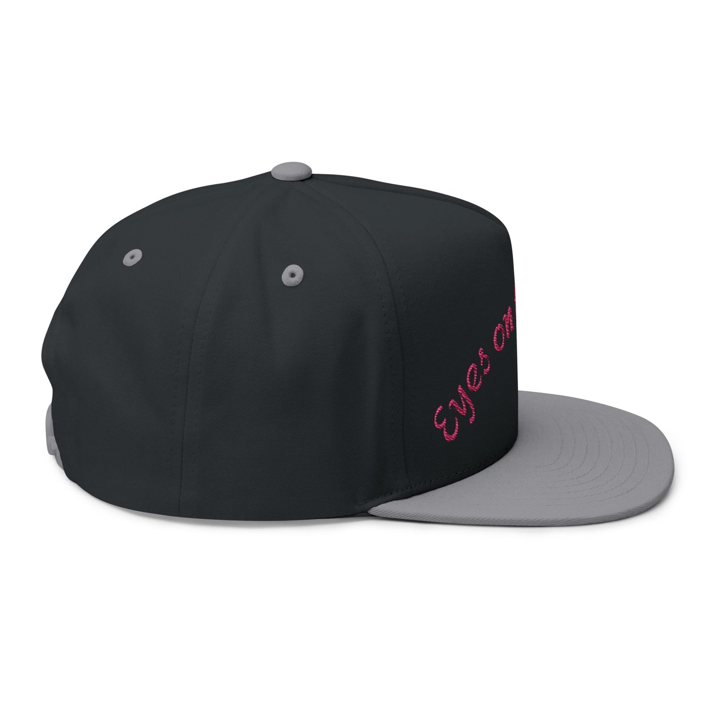 Stylish Flat Bill Cap with 'Eyes on the Hunt' Embroidery, Outdoor Cap, Gift for Hunters, Trendy Headwear, Summer Accessory