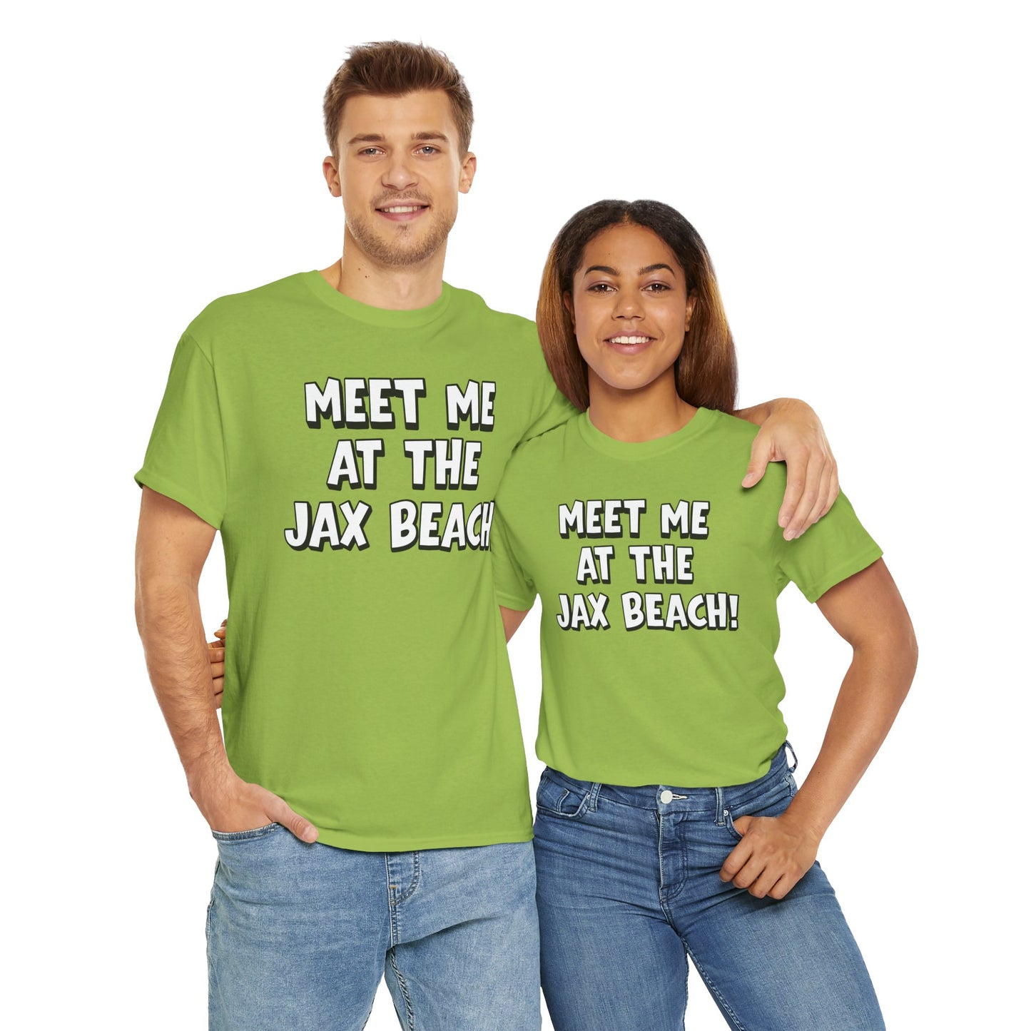Meet Me at the Jax Beach Unisex Tee, -GILDAN 5000-Beach Day Shirt, Summer Vacation Top, Casual Beachwear, Coastal Gift, Fun Family Outing