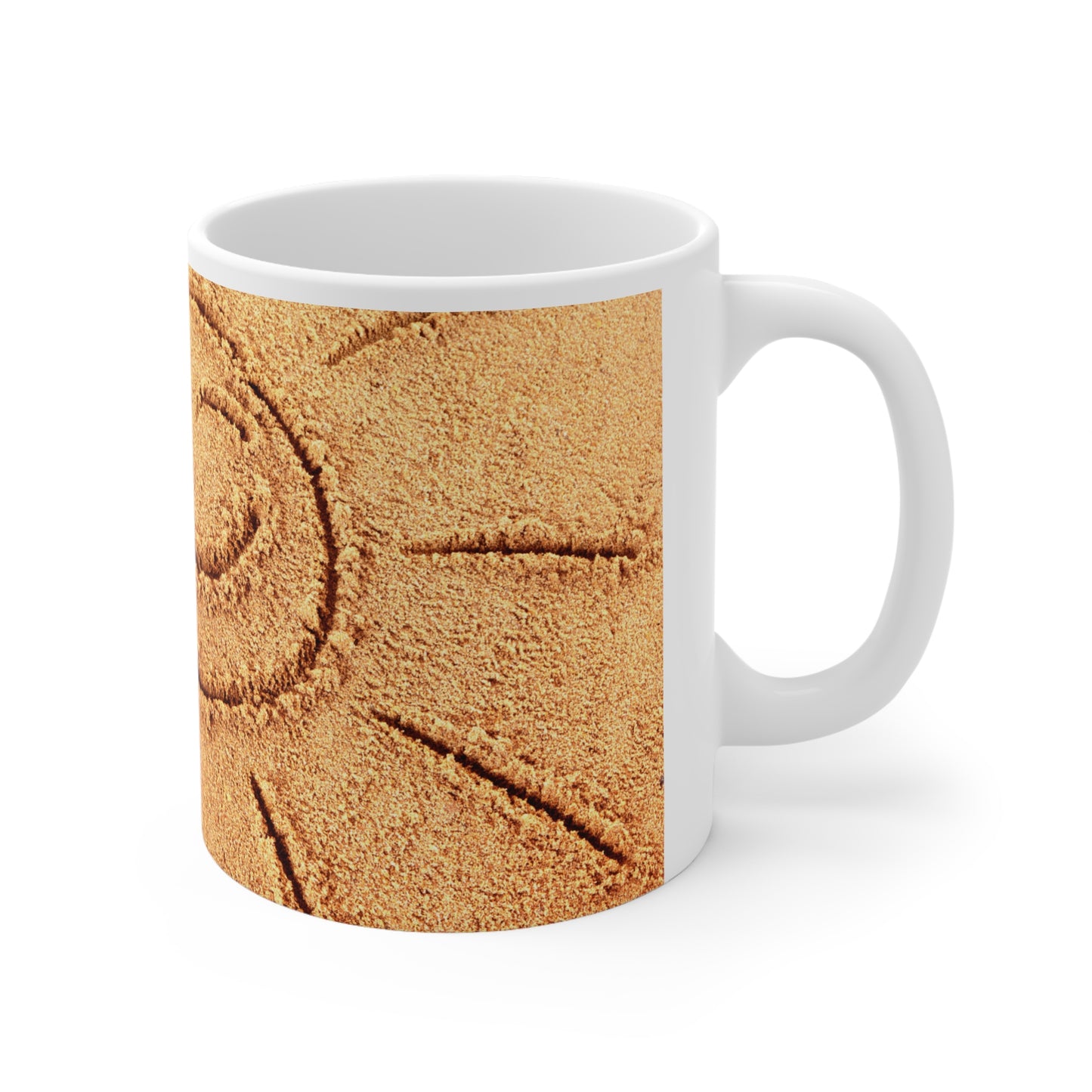 Sunshine Beach Vibes Mug, Happy Coffee Cup for Summer, Vacation Gift, Sand Smiley Ceramic Mug, Beach Lover's Drinkware