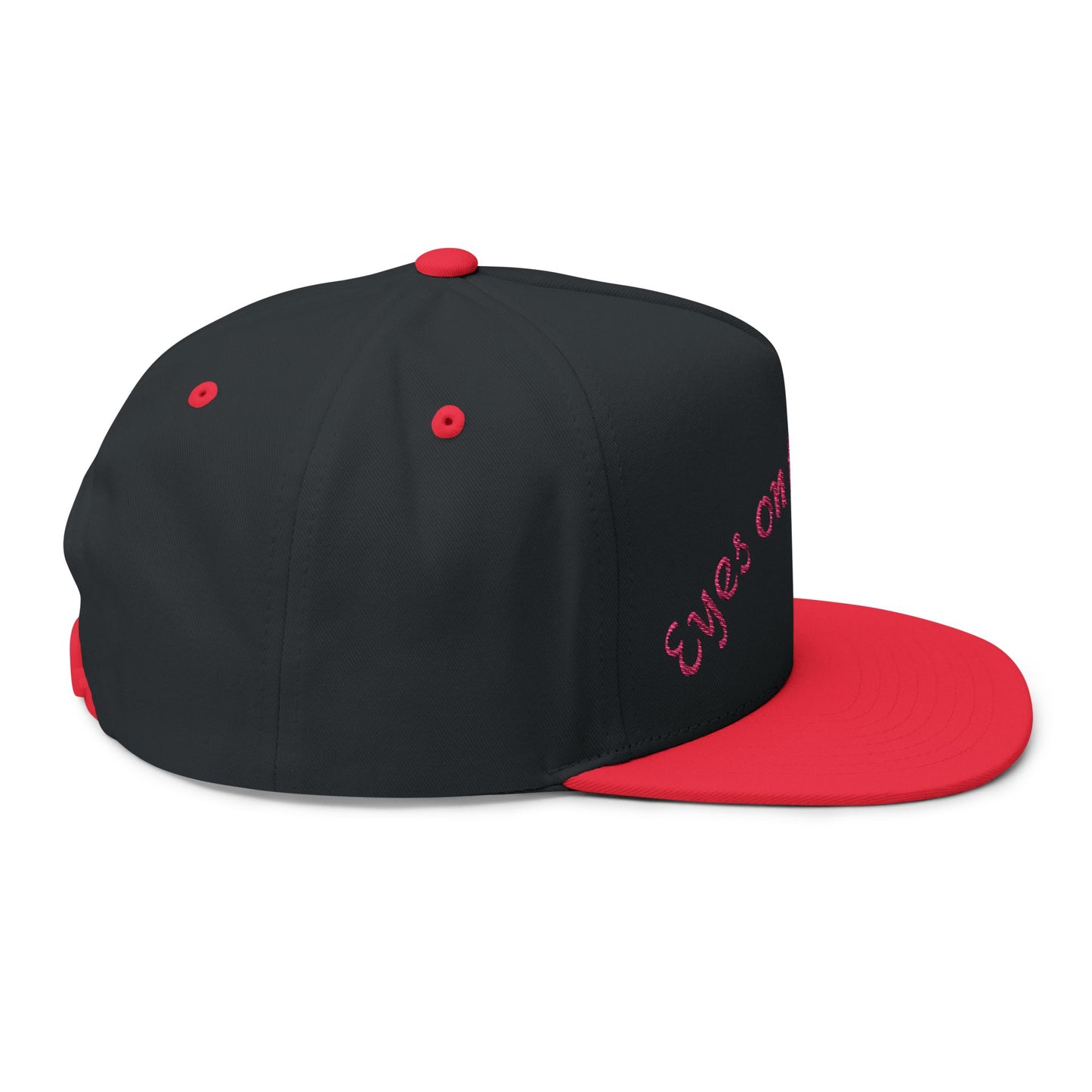 Stylish Flat Bill Cap with 'Eyes on the Hunt' Embroidery, Outdoor Cap, Gift for Hunters, Trendy Headwear, Summer Accessory