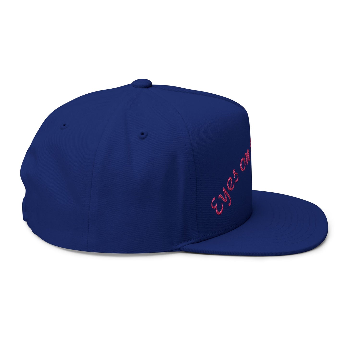 Stylish Flat Bill Cap with 'Eyes on the Hunt' Embroidery, Outdoor Cap, Gift for Hunters, Trendy Headwear, Summer Accessory