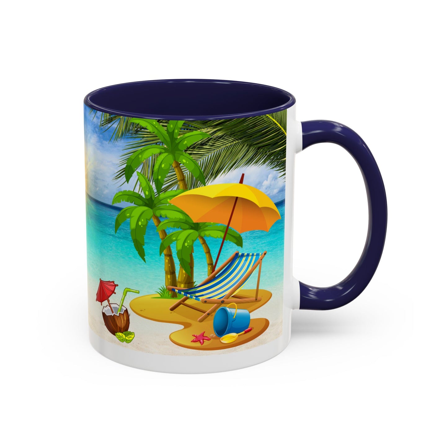 Beach Vibes Coffee Mug | Tropical Vacation Drinkware | Summer Gift | Relaxation Mug | Ocean Scene Cup