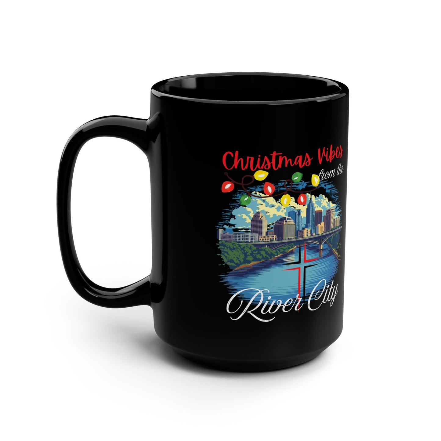 Christmas Vibes 15oz Black Mug from River City