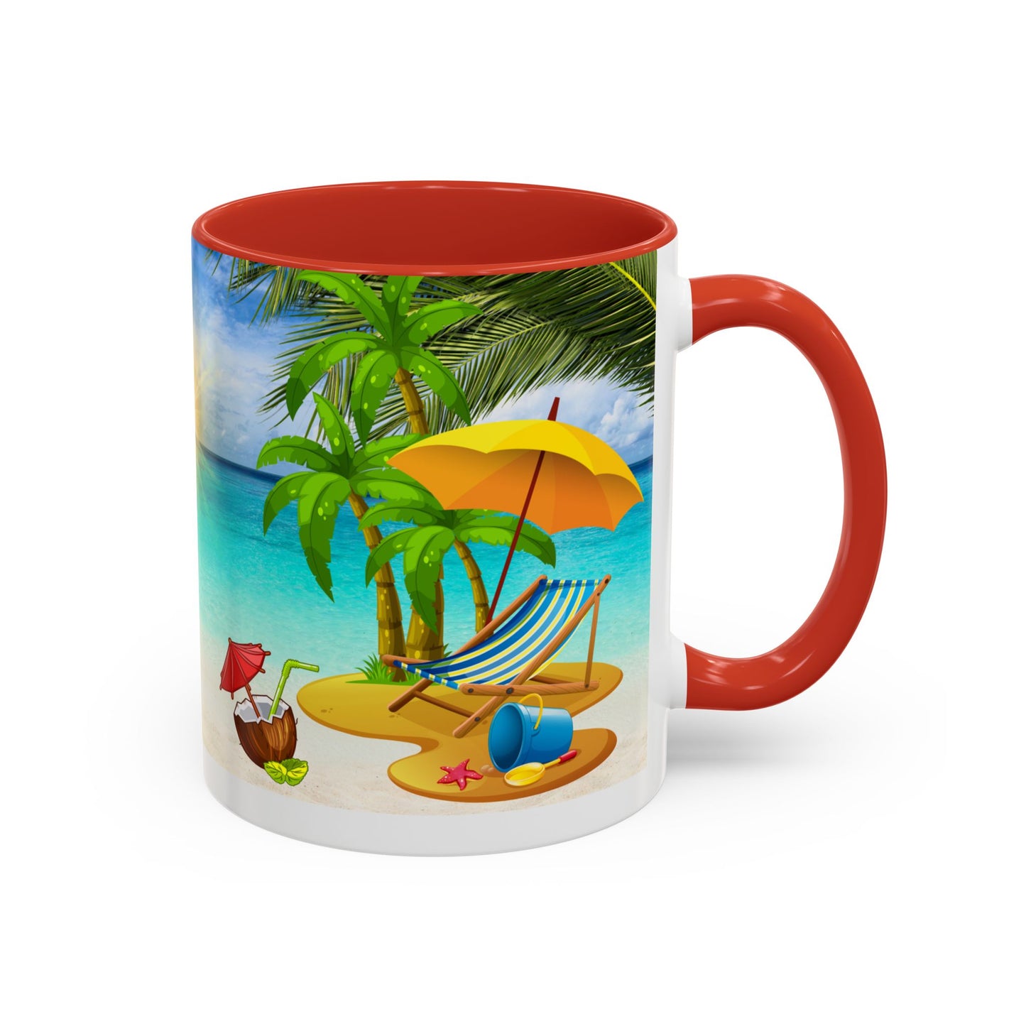 Beach Vibes Coffee Mug | Tropical Vacation Drinkware | Summer Gift | Relaxation Mug | Ocean Scene Cup