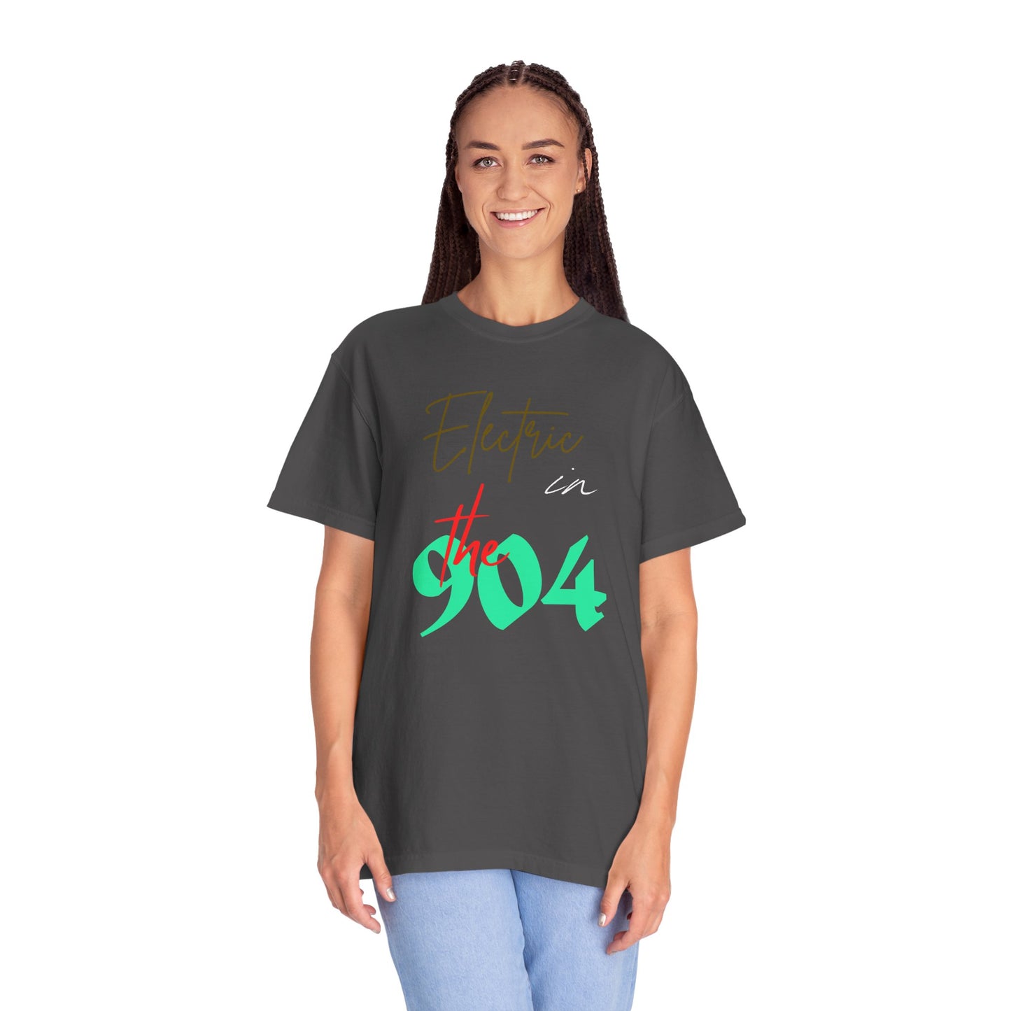 Electric in the 904 Unisex Garment-Dyed T-shirt, Casual Tee, Summer Outfit, Gift Idea, Jacksonville Florida