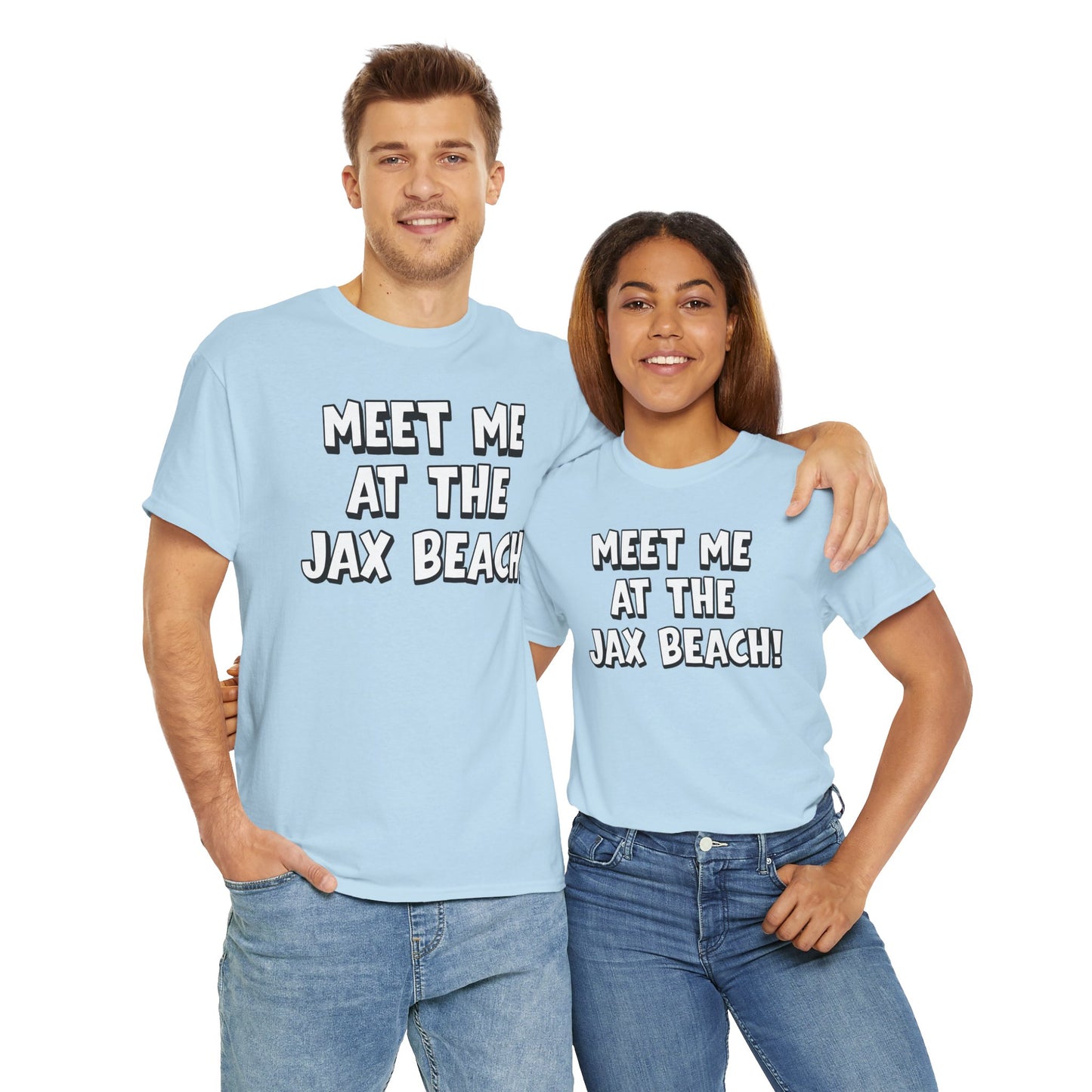 Meet Me at the Jax Beach Unisex Tee, -GILDAN 5000-Beach Day Shirt, Summer Vacation Top, Casual Beachwear, Coastal Gift, Fun Family Outing