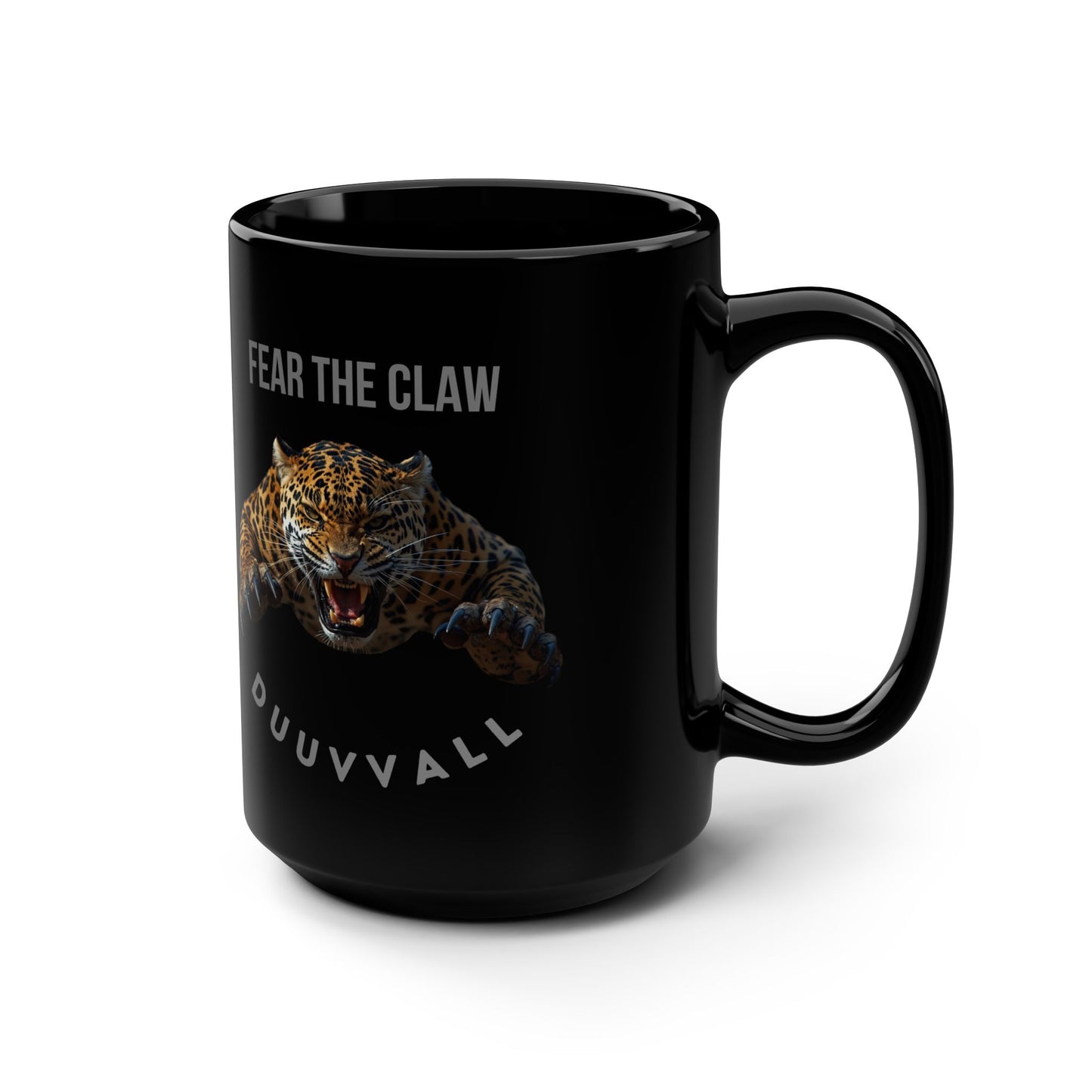 Fierce Tiger Mug - Fear the Claw, Black Coffee Cup for Animal Lovers, Unique Gift for Grad, Birthday, or Sports Fans