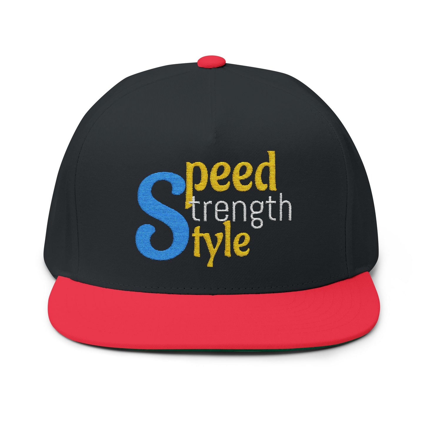 Embroidered Flat Bill Cap - Speed Strength Style, Fashion Hat, Gift for Him, Sports Cap, Personalized Headwear