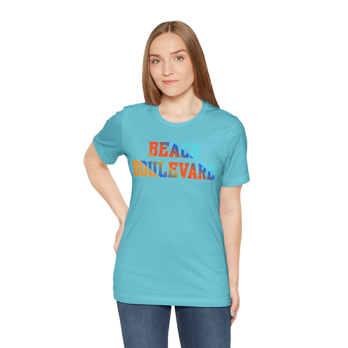 Beach Boulevard Unisex Jersey BELLA+CANVAS- Summer Vibes T-Shirt, Casual Wear, Vacation Shirt, Beach Lover Gift, Graphic Tee