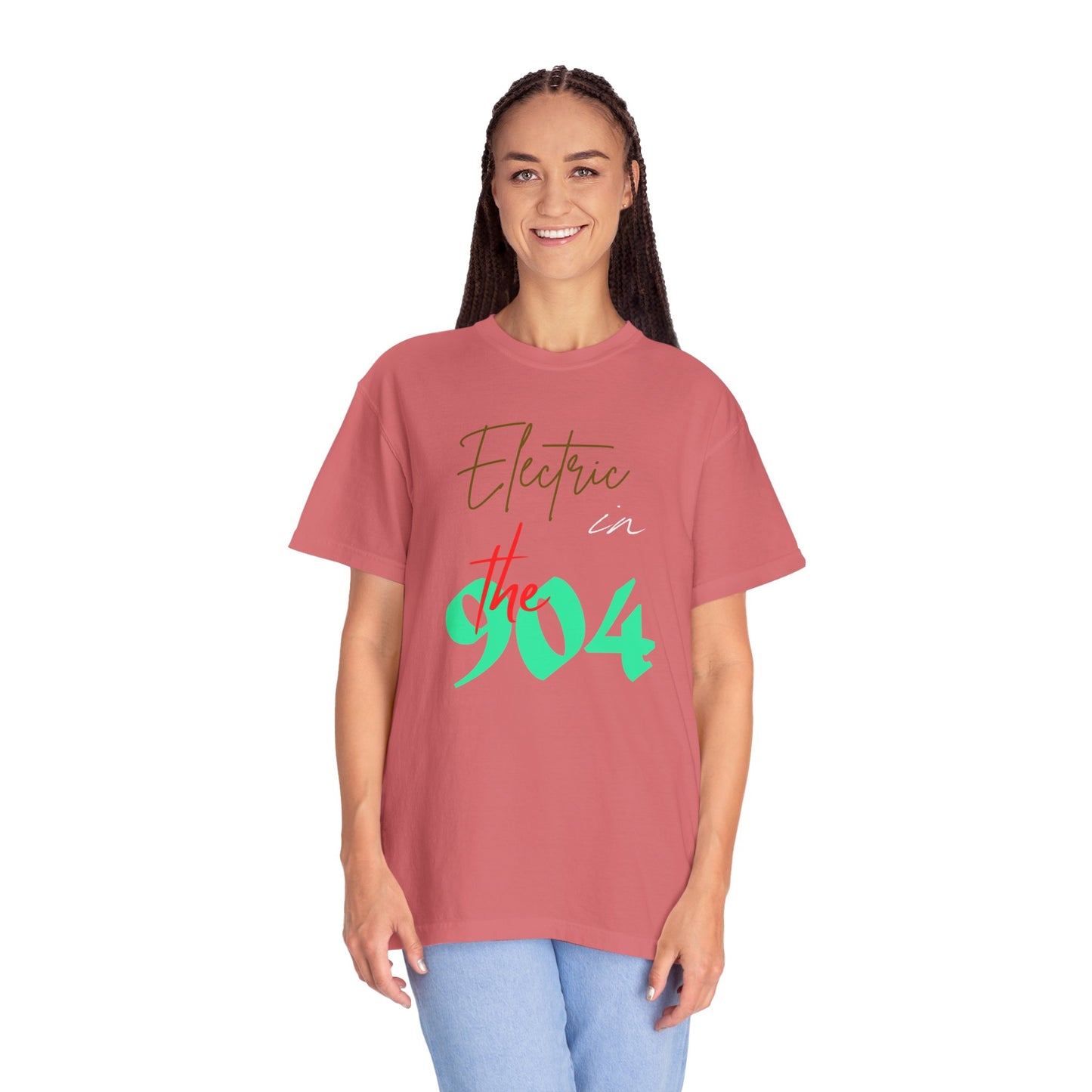 Electric in the 904 Unisex Garment-Dyed T-shirt, Casual Tee, Summer Outfit, Gift Idea, Jacksonville Florida