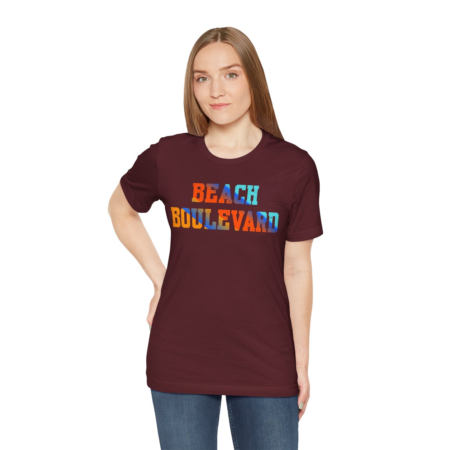 Beach Boulevard Unisex Jersey BELLA+CANVAS- Summer Vibes T-Shirt, Casual Wear, Vacation Shirt, Beach Lover Gift, Graphic Tee