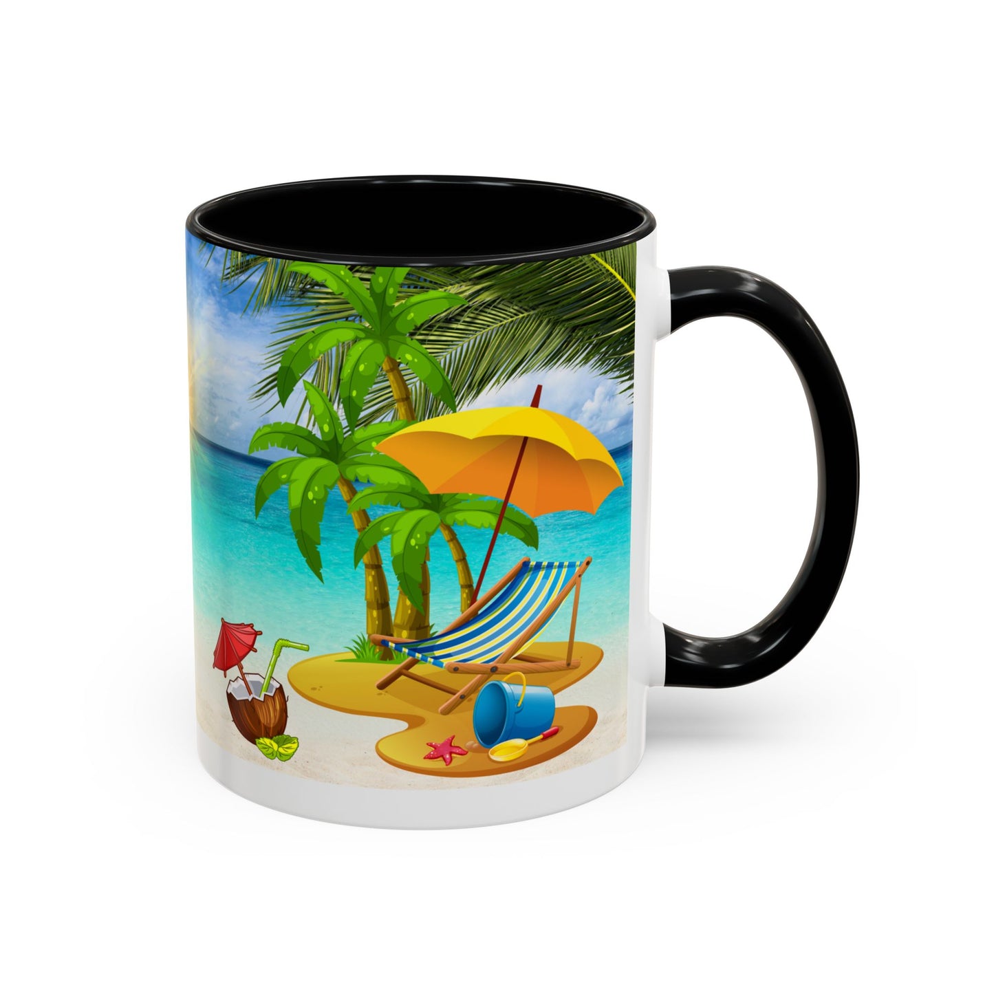 Beach Vibes Coffee Mug | Tropical Vacation Drinkware | Summer Gift | Relaxation Mug | Ocean Scene Cup