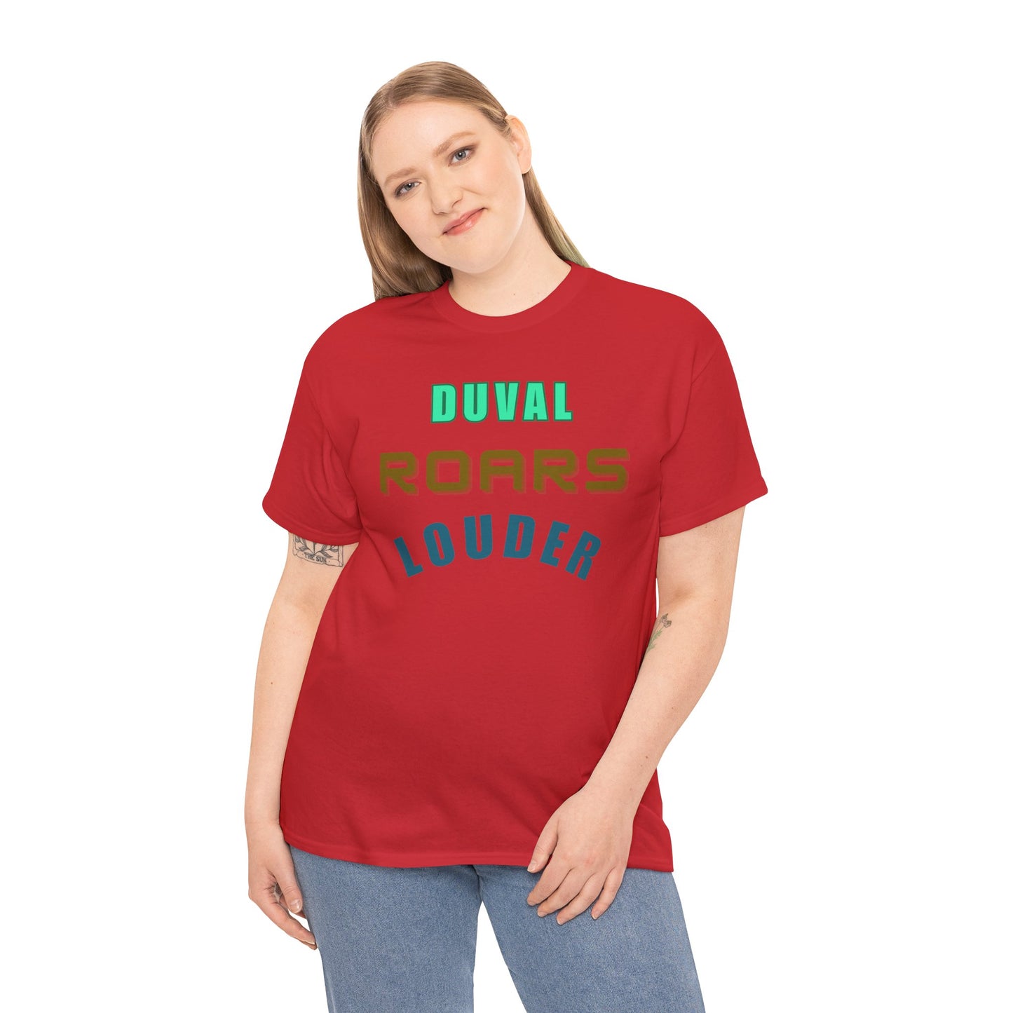 Duval Roars Louder Unisex Heavy Cotton Tee, GILDAN 5000-Graphic Tee, Casual Wear, Gift Idea, Trendy Streetwear, Comfortable Basics