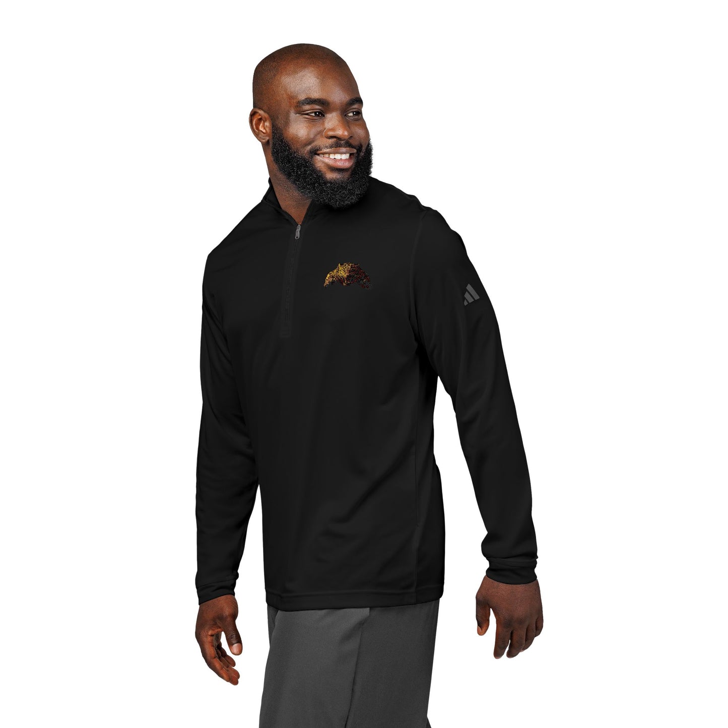 Embroidered Quarter-Zip Pullover, adidas® Athletic Top, Casual Layering, Gift for Fitness Enthusiasts, Sportswear, Everyday Comfort