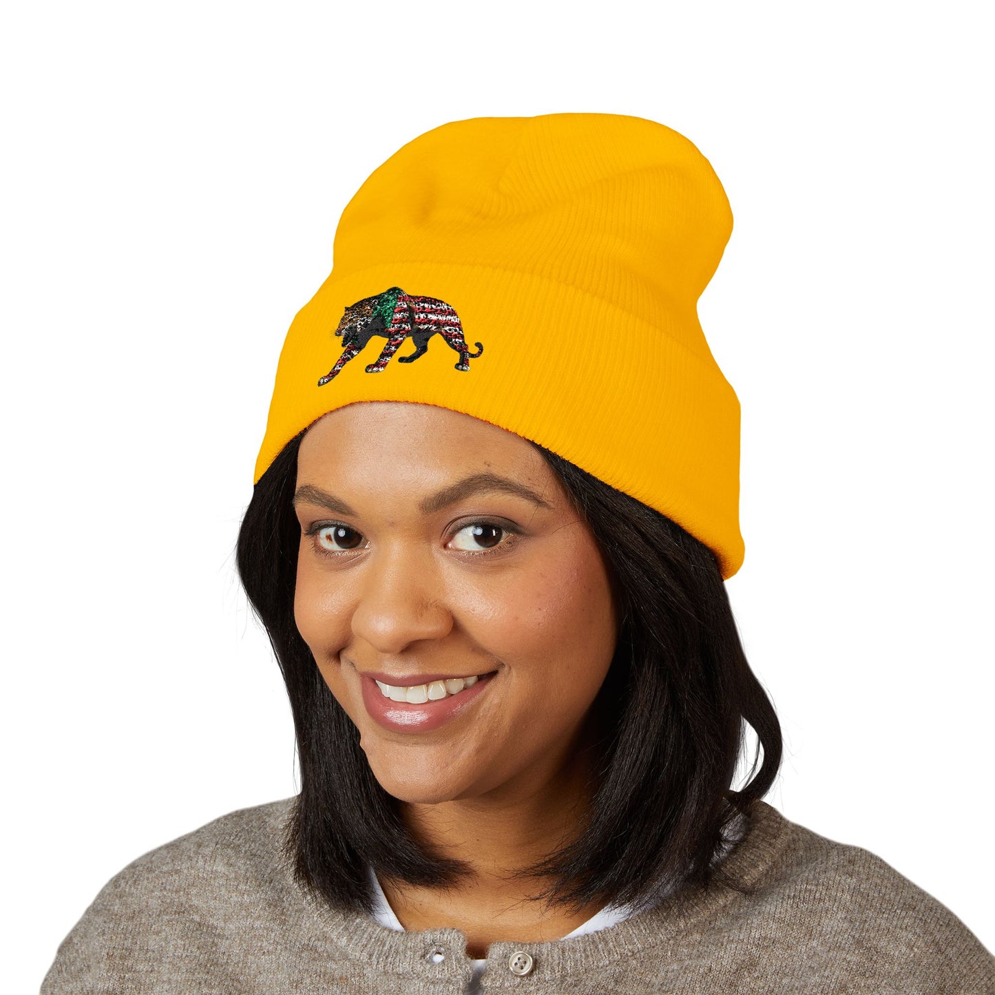 Embroidered Tiger Cuffed Beanie, Cozy Winter Hat, Unisex Beanie for Outdoor Activities, Christmas Gift, Cute Animal Apparel