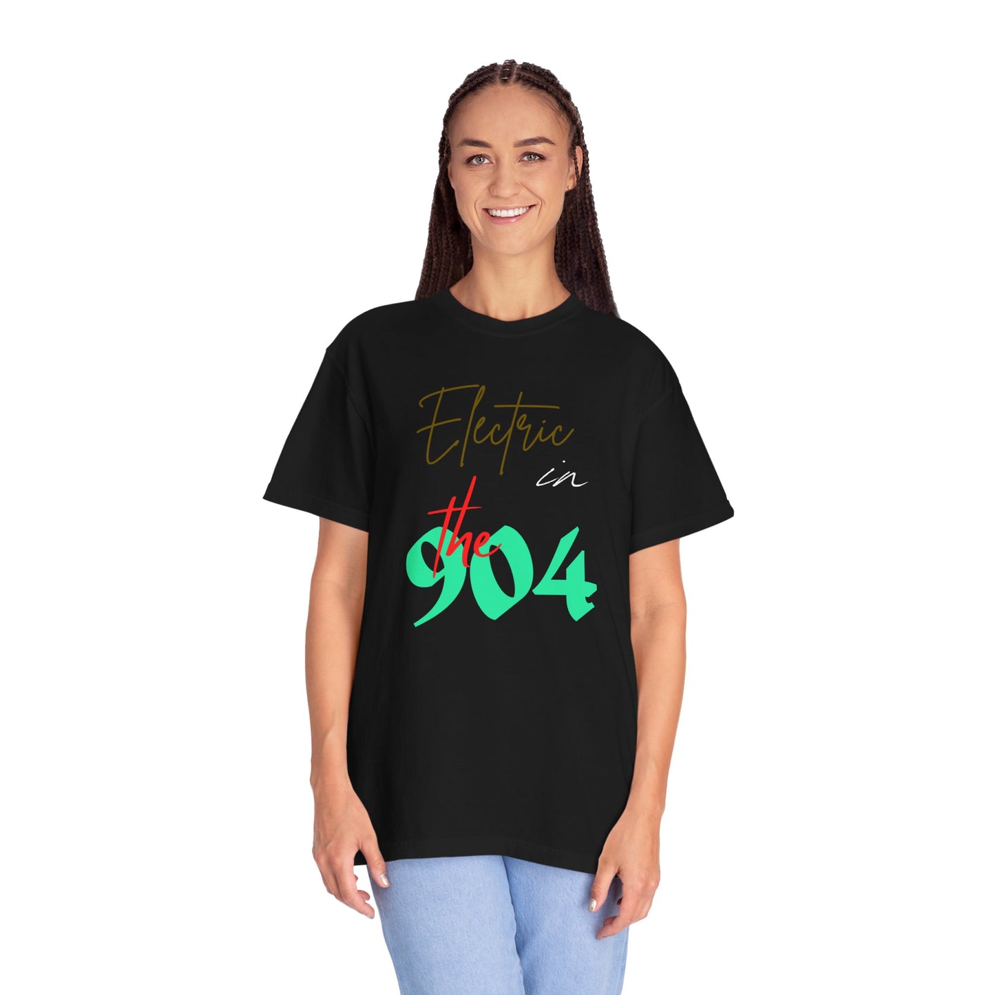 Electric in the 904 Unisex Garment-Dyed T-shirt, Casual Tee, Summer Outfit, Gift Idea, Jacksonville Florida