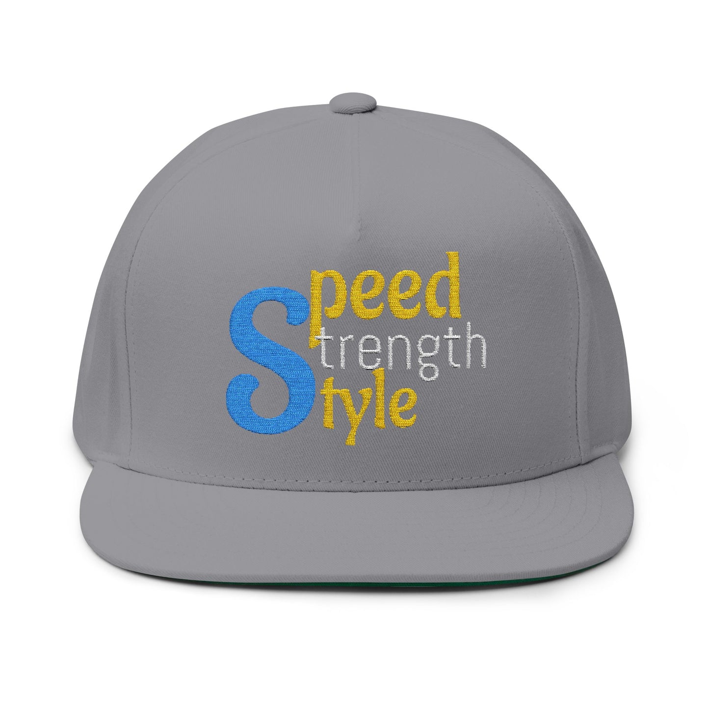 Embroidered Flat Bill Cap - Speed Strength Style, Fashion Hat, Gift for Him, Sports Cap, Personalized Headwear