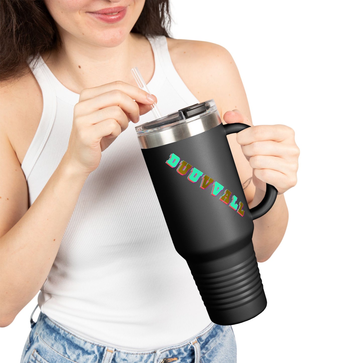 Colorful Insulated Travel Mug, 40oz for Coffee Lovers, Outdoors, Camping, Holiday Gift, Customizable Design, Durable and Stylish