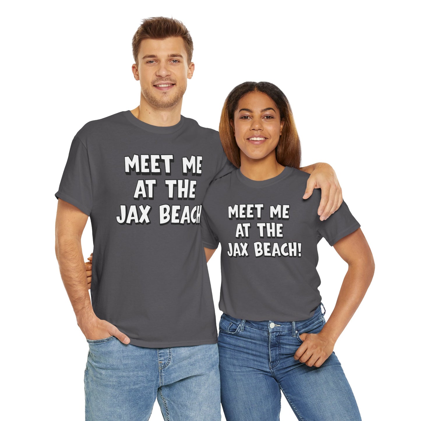 Meet Me at the Jax Beach Unisex Tee, -GILDAN 5000-Beach Day Shirt, Summer Vacation Top, Casual Beachwear, Coastal Gift, Fun Family Outing