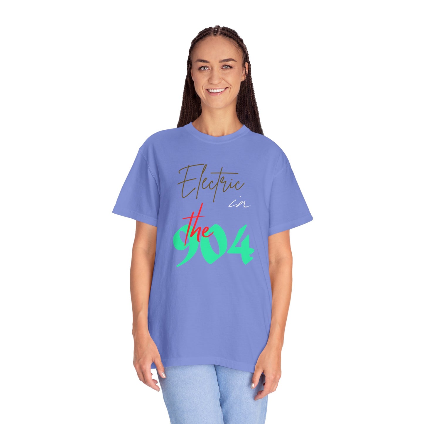 Electric in the 904 Unisex Garment-Dyed T-shirt, Casual Tee, Summer Outfit, Gift Idea, Jacksonville Florida