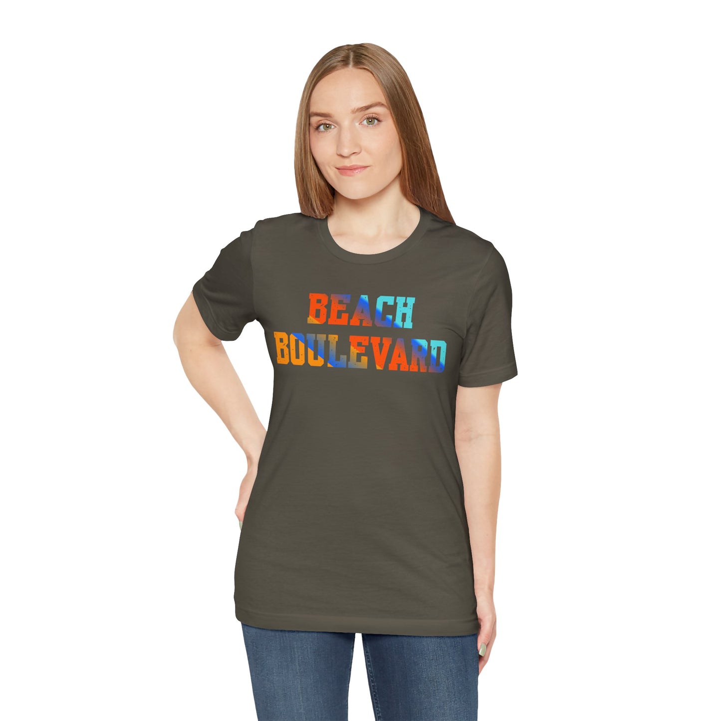 Beach Boulevard Unisex Jersey BELLA+CANVAS- Summer Vibes T-Shirt, Casual Wear, Vacation Shirt, Beach Lover Gift, Graphic Tee