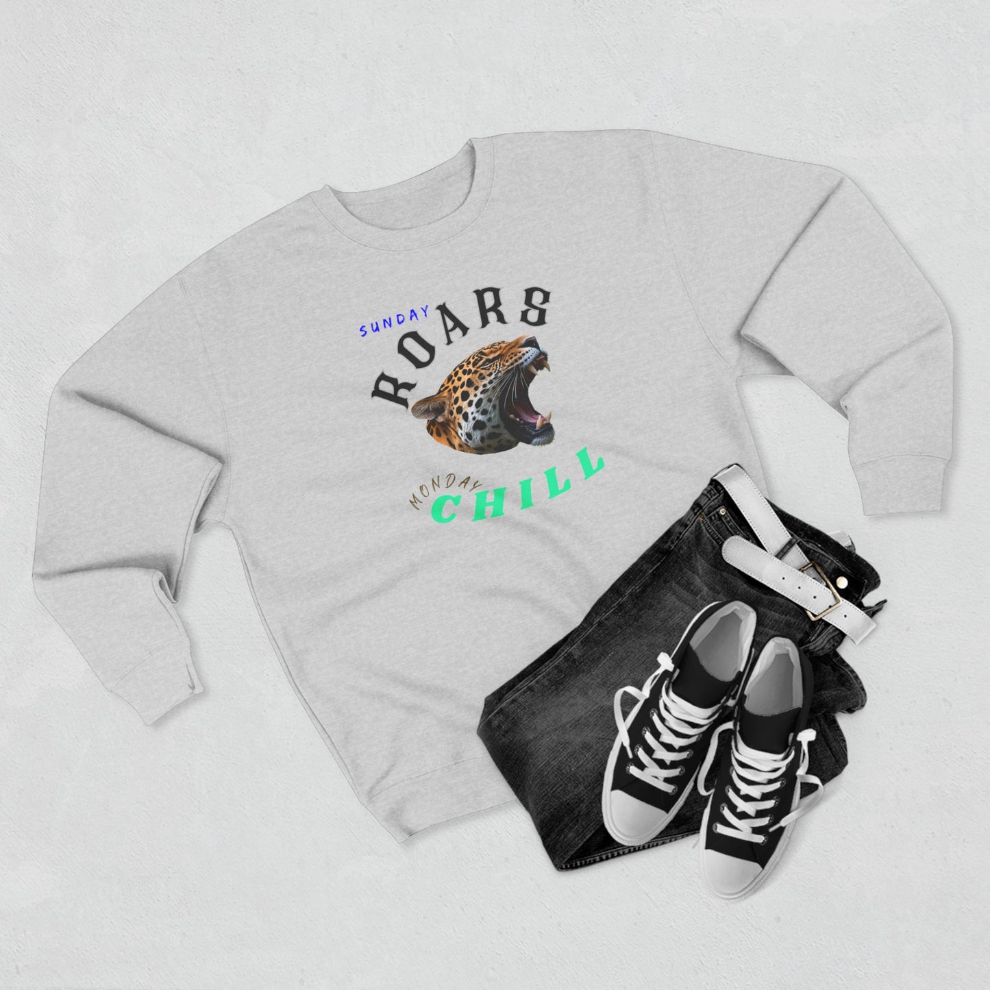 Sunday Roars Unisex Crewneck Sweatshirt - Chill Vibes, Casual Outfit, Gift for Her, Cozy Wear, Cool Weather Top